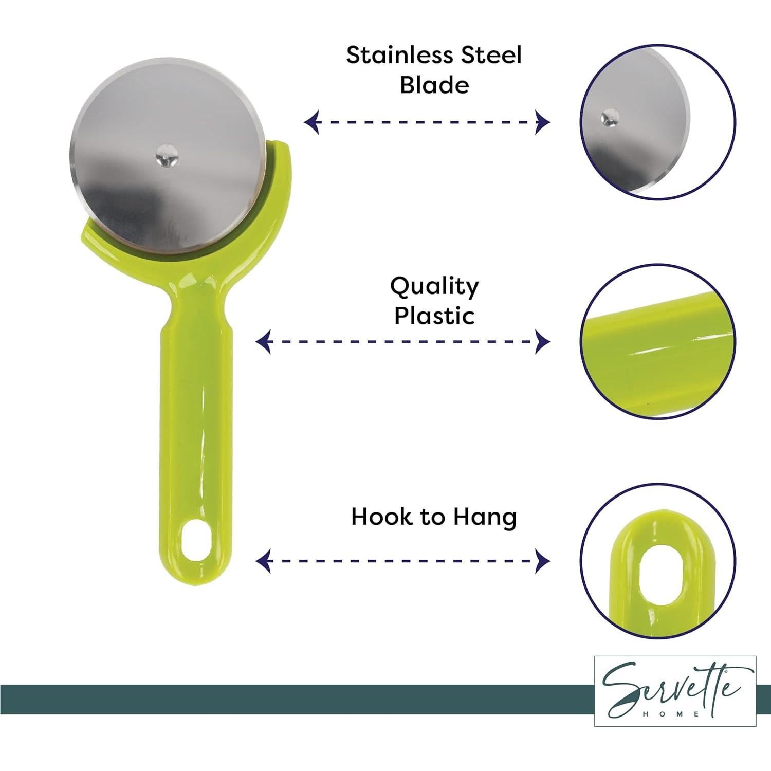 Cortador de Pizza Acero Inoxidable Servette 19.7 cm Verde