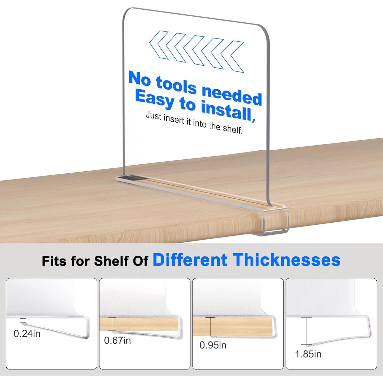 Divisores de Estantería OKPOW - Paquete de 4, 20 cm x 30.5 cm