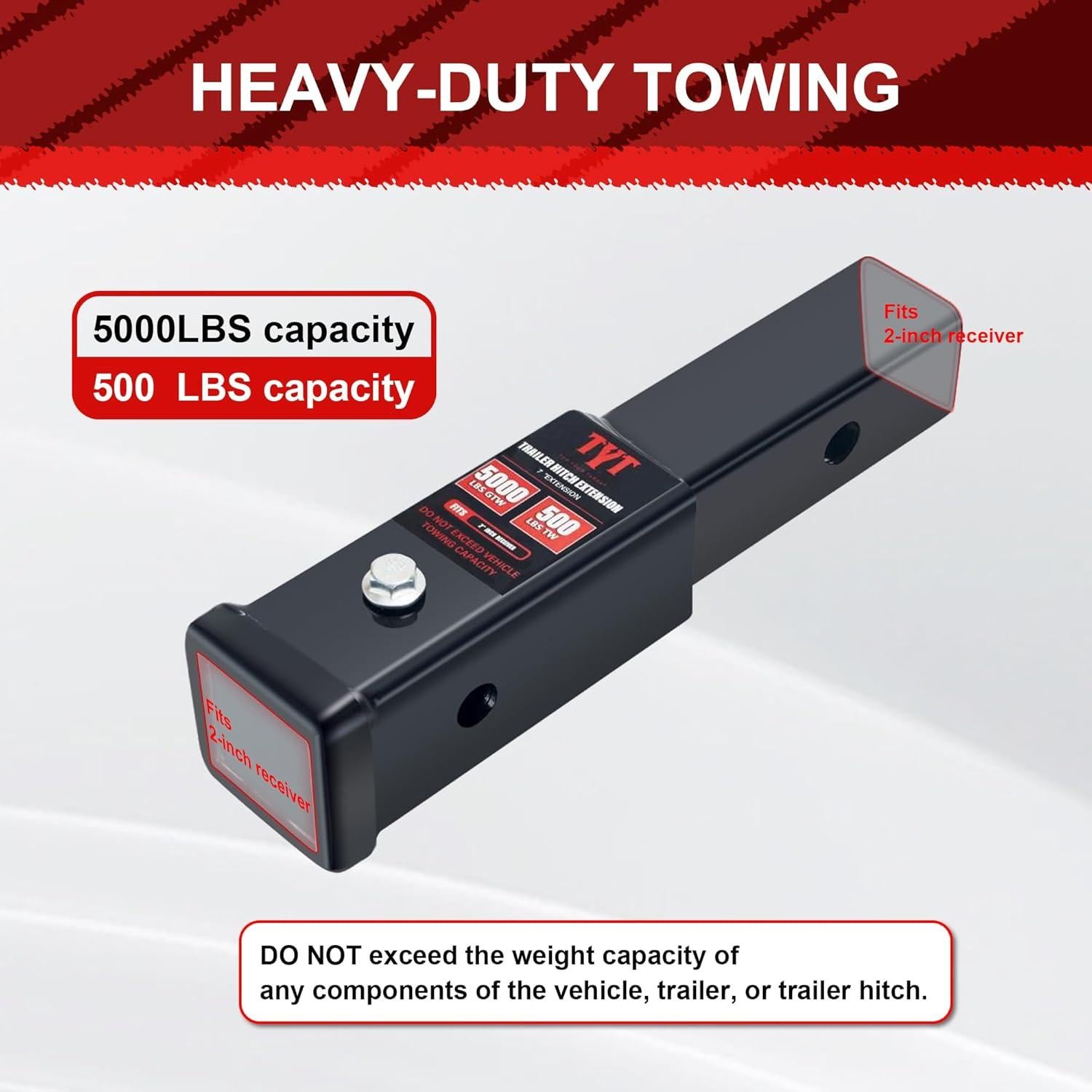 Extensor de tubo de enganche TYT 7" (17.78 cm) 5000 lbs