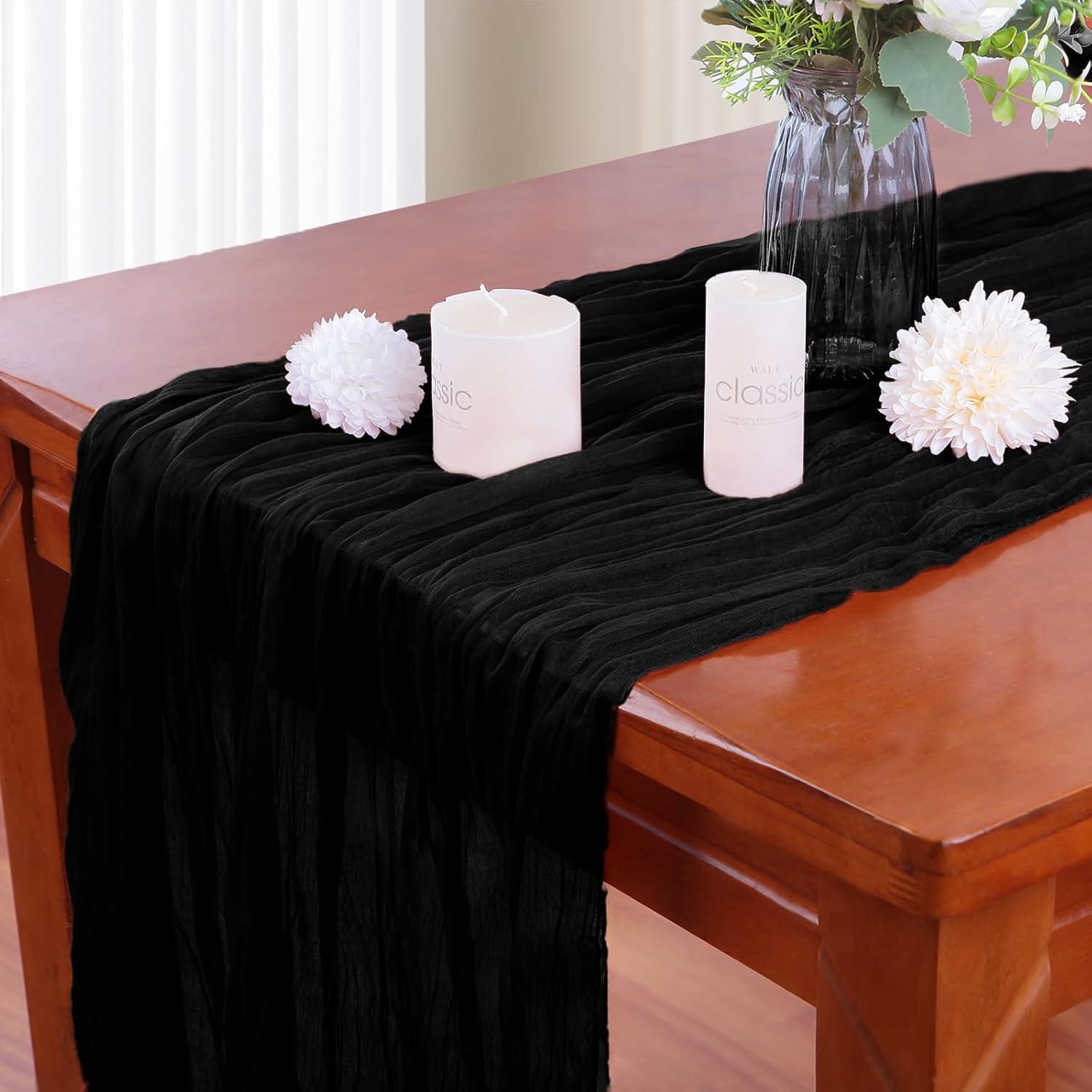 Paquete de 4 Caminos de Mesa de Gasa Negra 90x300 cm AIRIT LOVELY