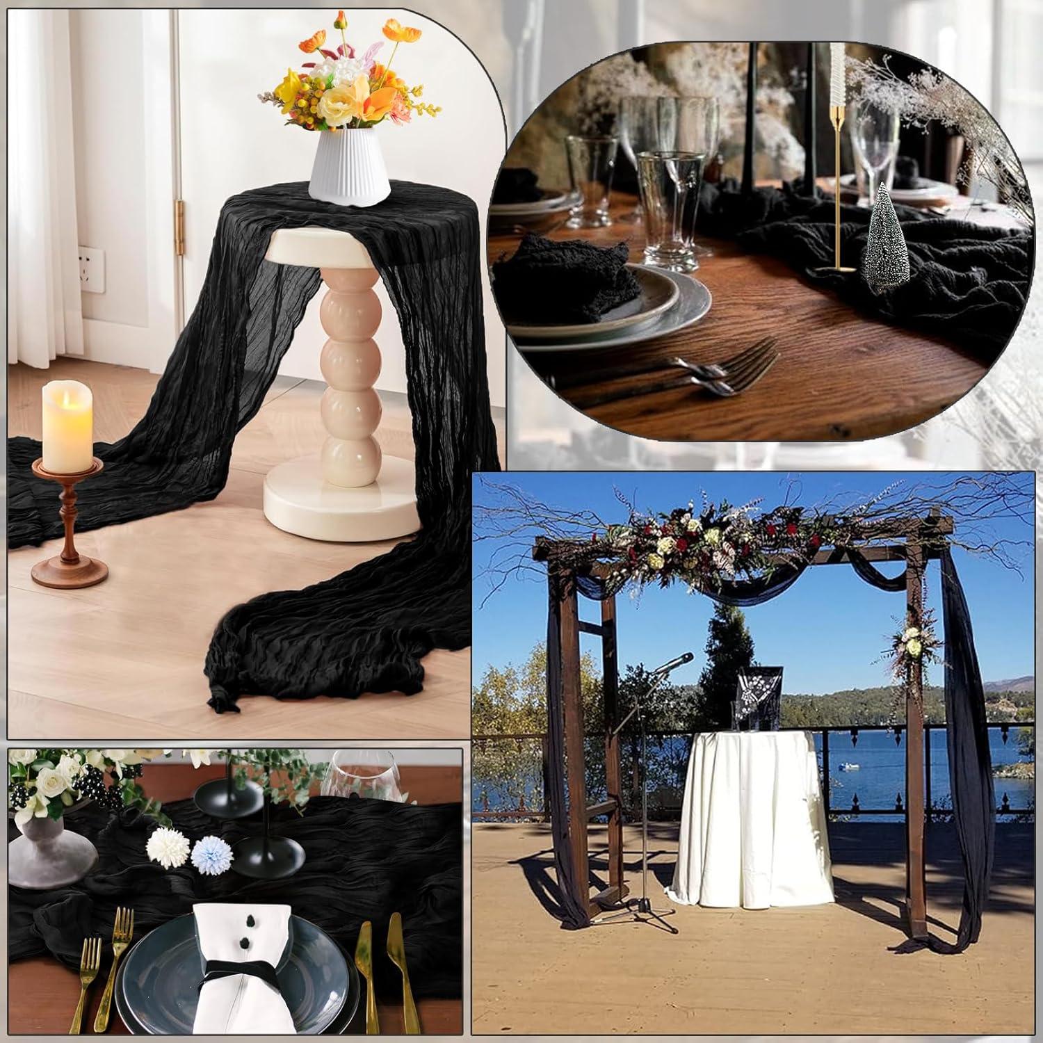 Paquete de 4 Caminos de Mesa de Gasa Negra 90x300 cm AIRIT LOVELY