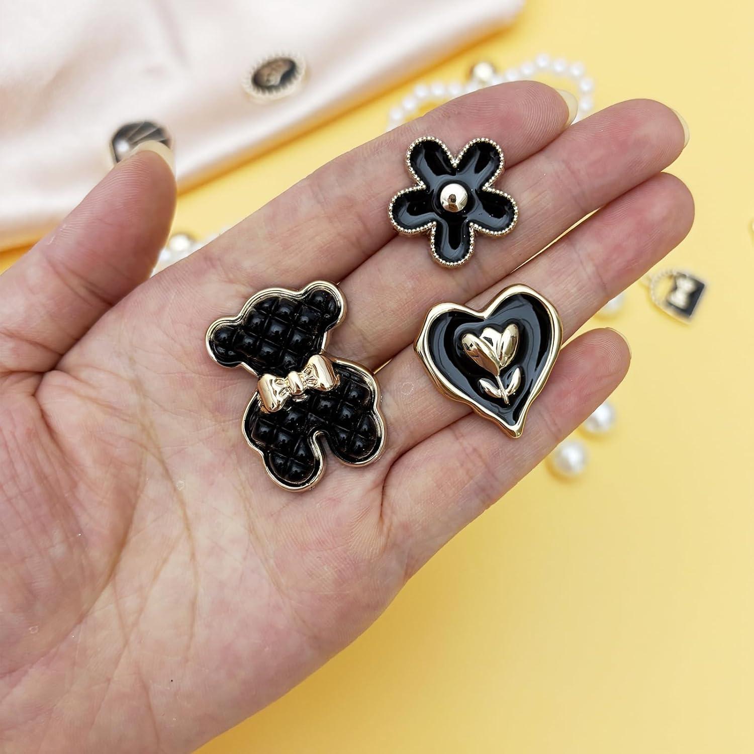 24 Piezas Encantos de Zapatos con Lazo de Perlas Brillantes