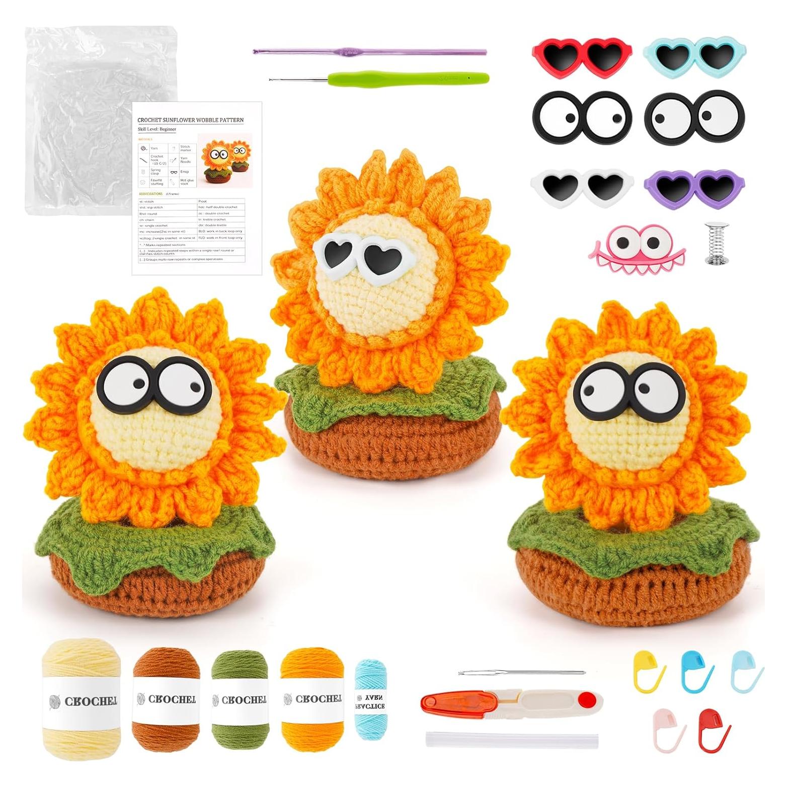 Kit de Crochet WILSHIN para Principiantes - Girasol con Tutoriales