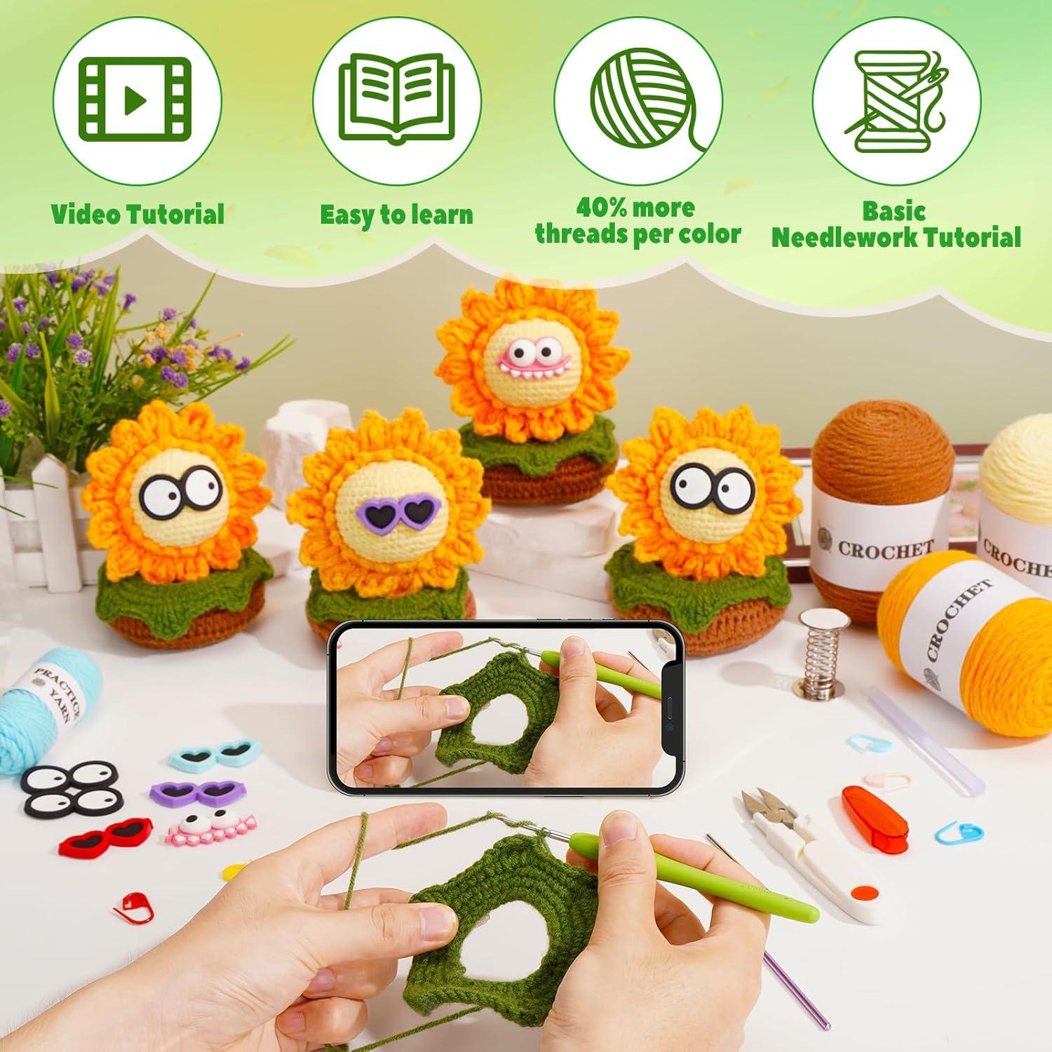 Kit de Crochet WILSHIN para Principiantes - Girasol con Tutoriales