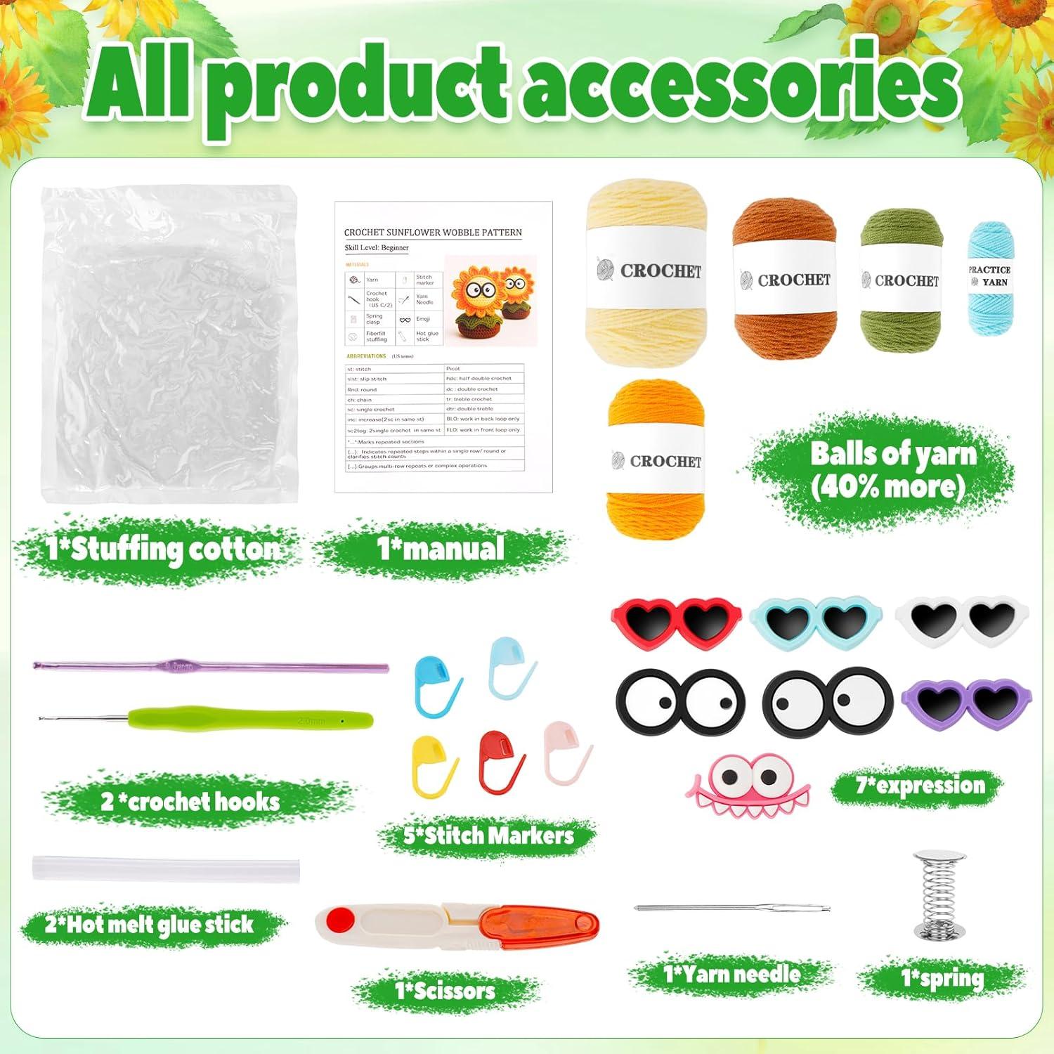 Kit de Crochet WILSHIN para Principiantes - Girasol con Tutoriales