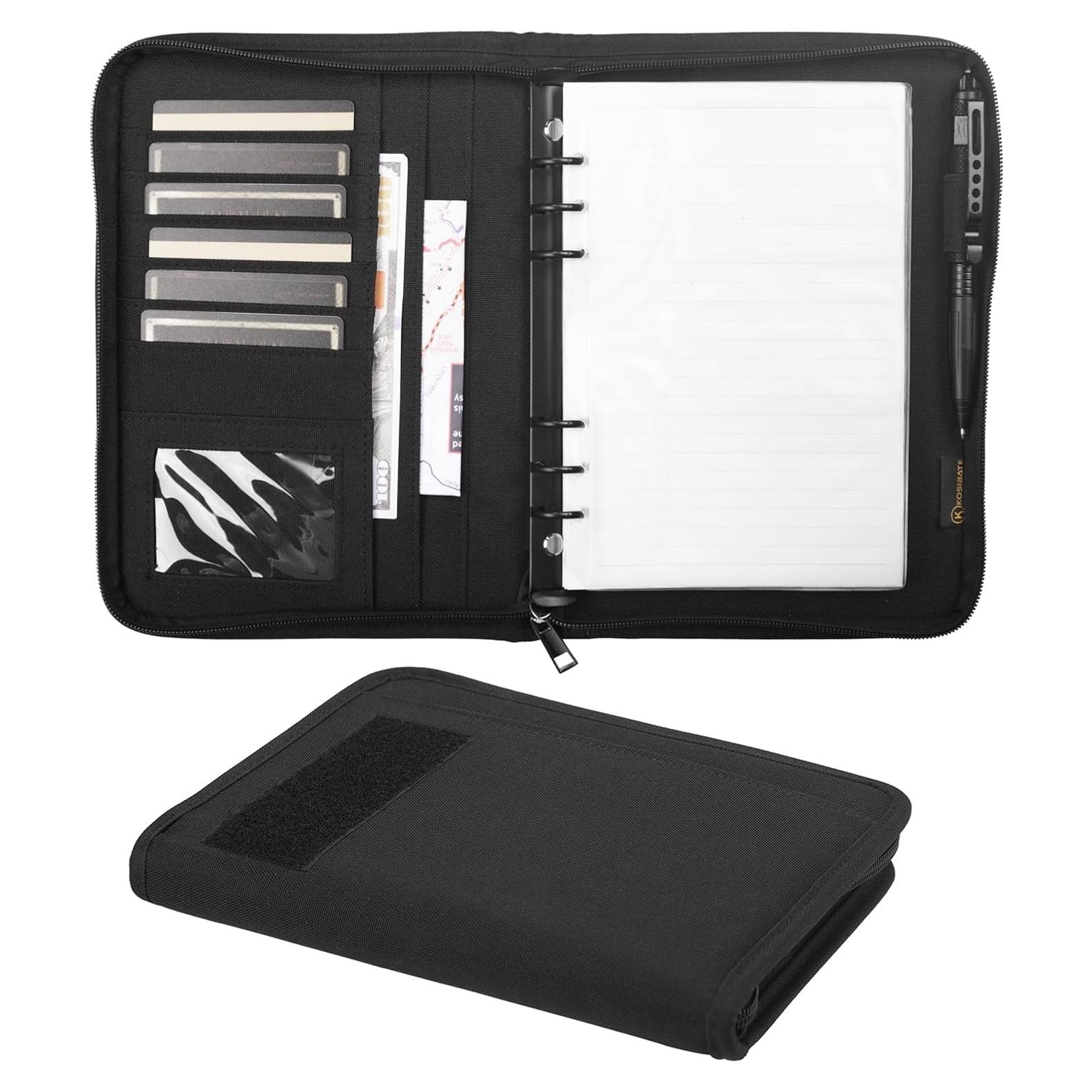 Carpeta Táctica KOSIBATE A5 Negra con 80 Hojas y Cremallera