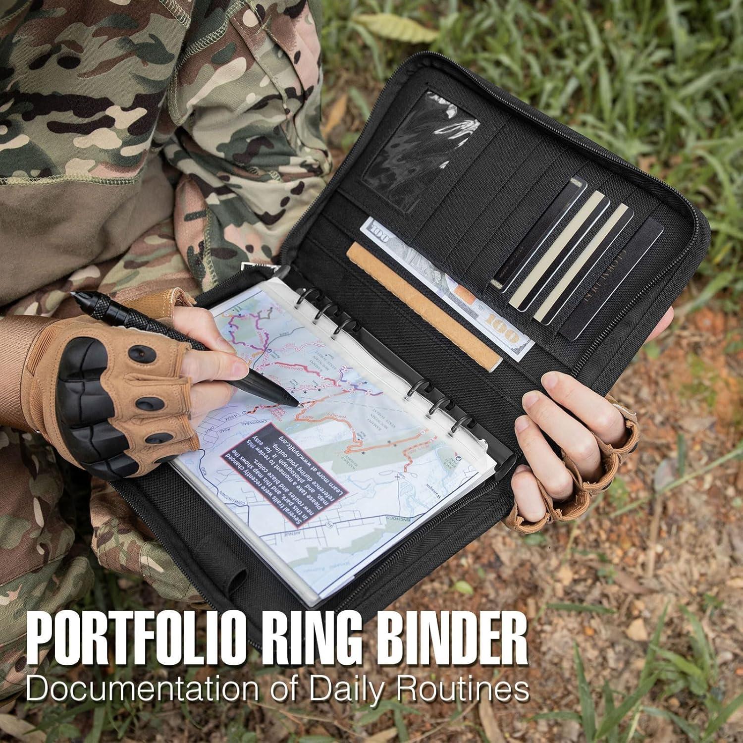 Carpeta Táctica KOSIBATE A5 Negra con 80 Hojas y Cremallera