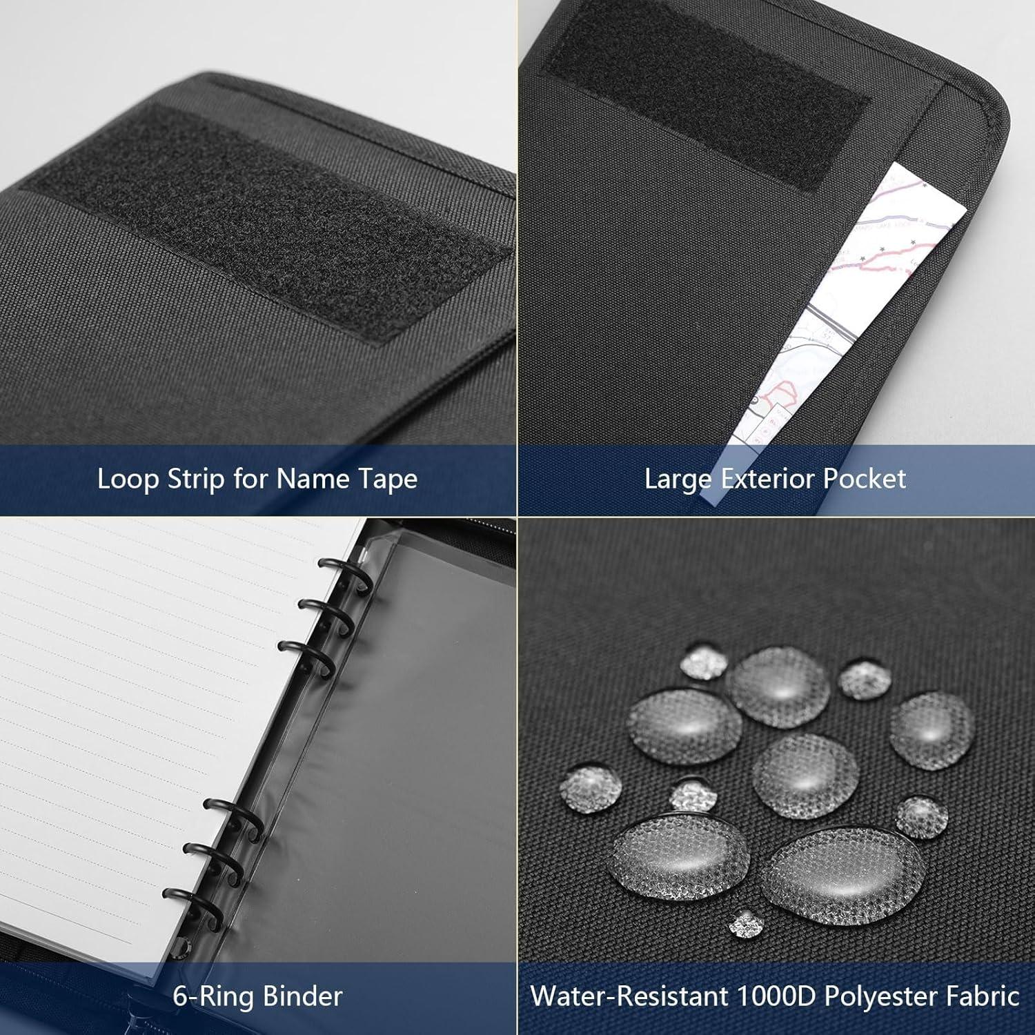 Carpeta Táctica KOSIBATE A5 Negra con 80 Hojas y Cremallera