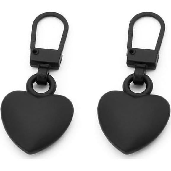5 Piezas Tiradores de Cremallera Corazón Qintreesify Negro