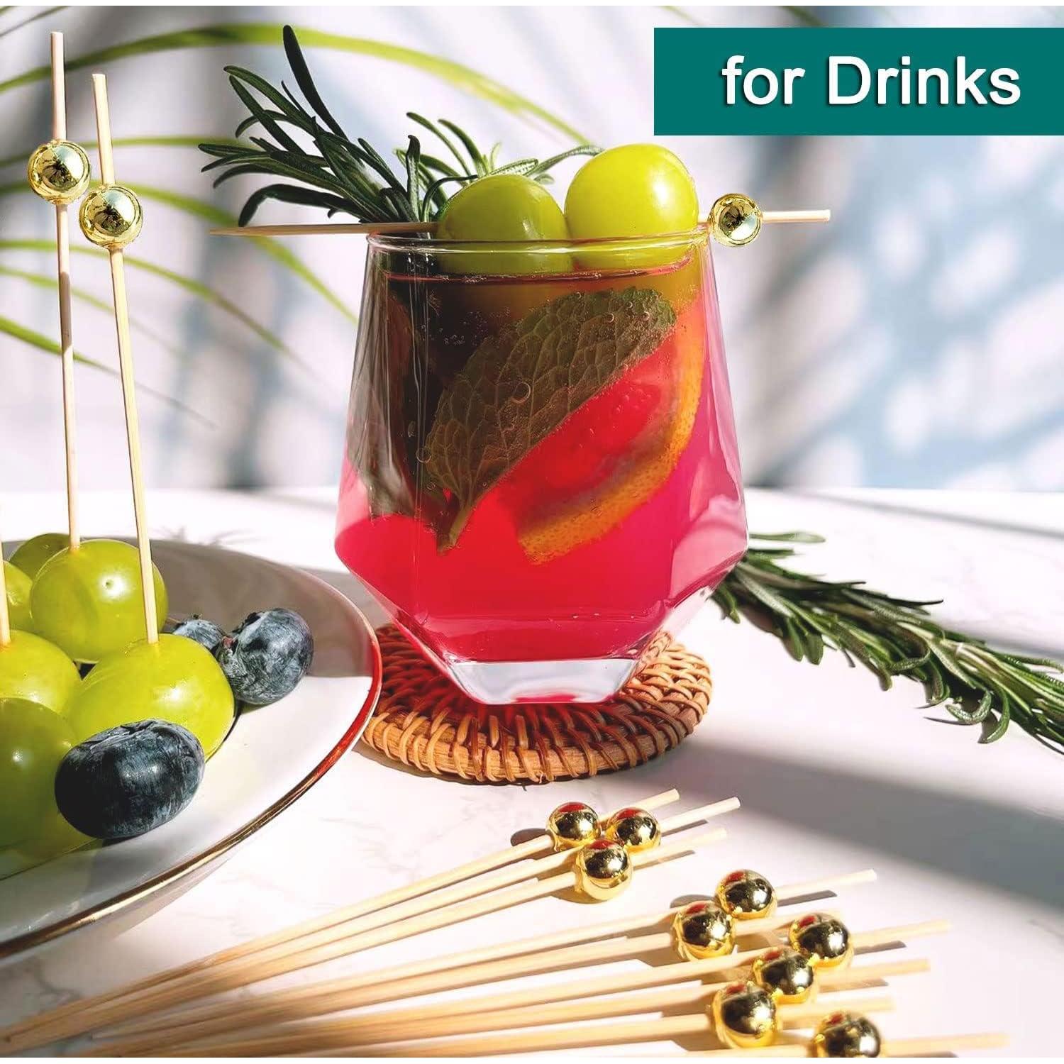 Palillos de cóctel Amovvita 100 PCS 11.94 cm perla dorada