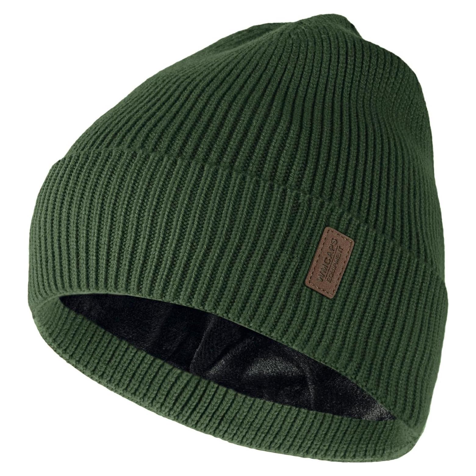 Gorro de invierno Wmcaps unisex forro polar verde militar