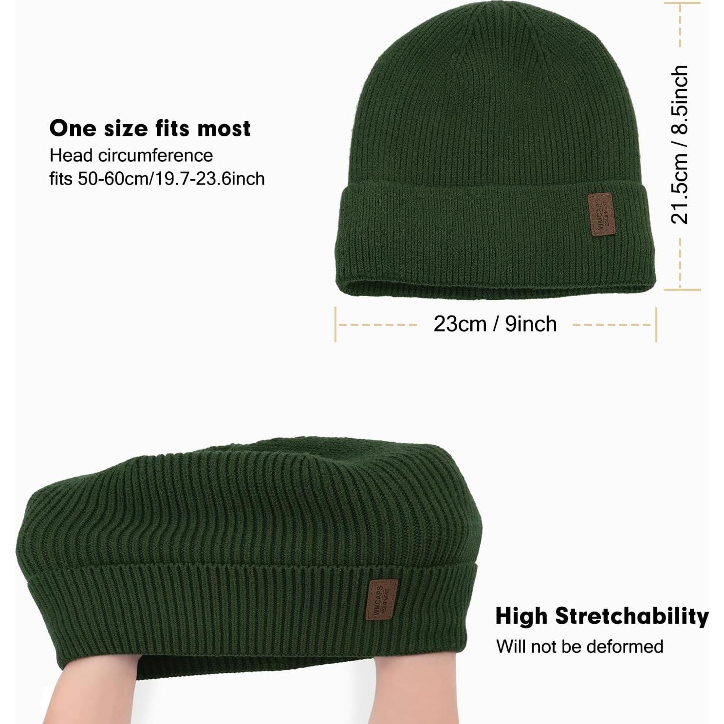 Gorro de invierno Wmcaps unisex forro polar verde militar
