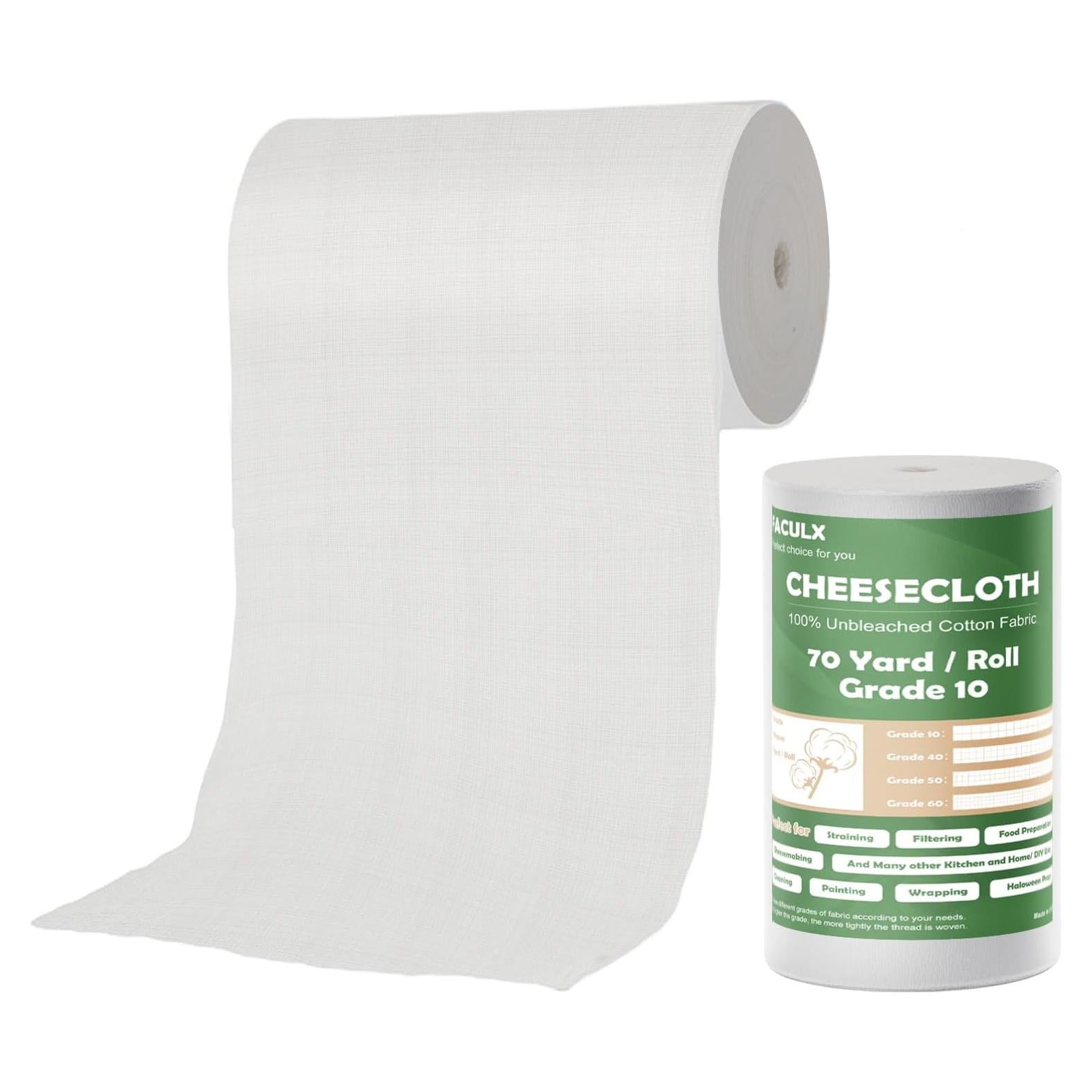 Rollo de Tela de Queso 100% Algodón FACULX 70 Yardas Grado 10