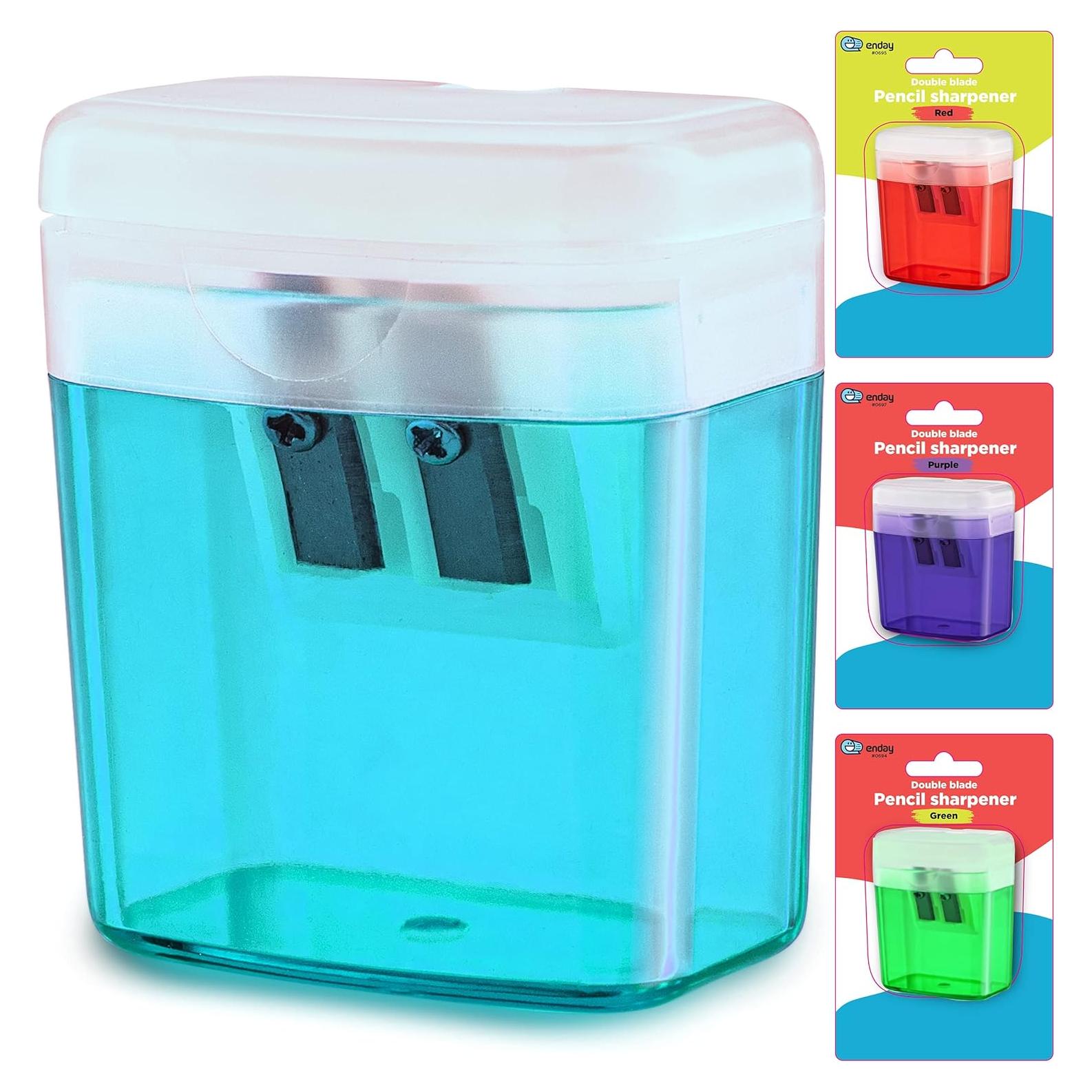 Sacapuntas Doble Orificio Manual Enday Azul para Lápices Jumbo