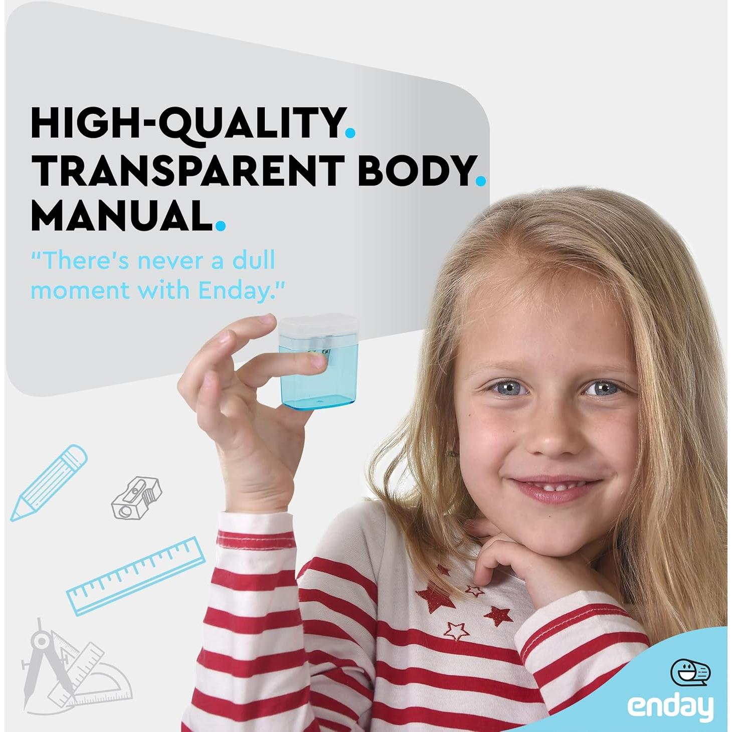 Sacapuntas Doble Orificio Manual Enday Azul para Lápices Jumbo