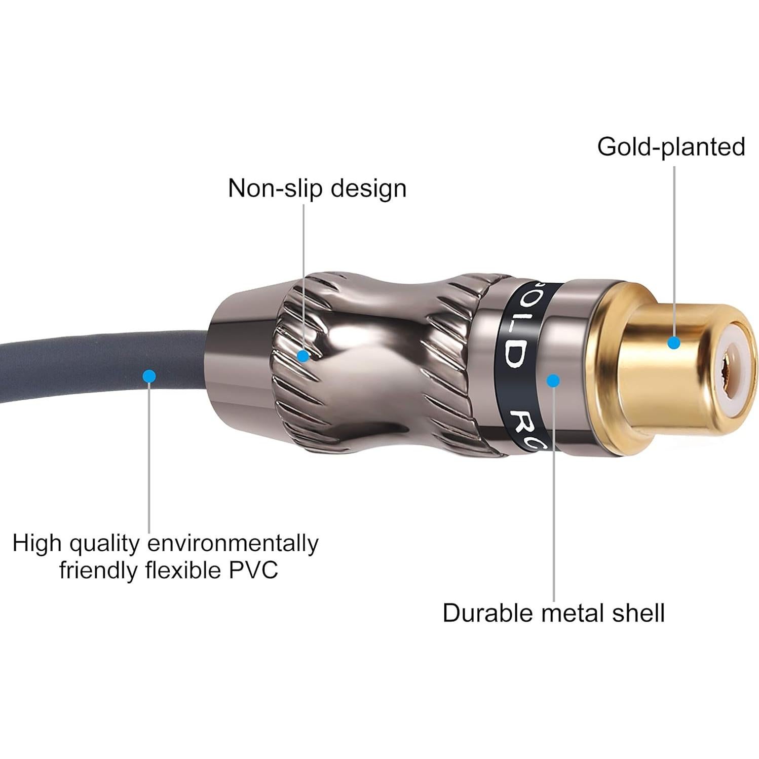 Adaptador Y-Cable RCA hembra a 2 RCA hembra Devinal 25 cm