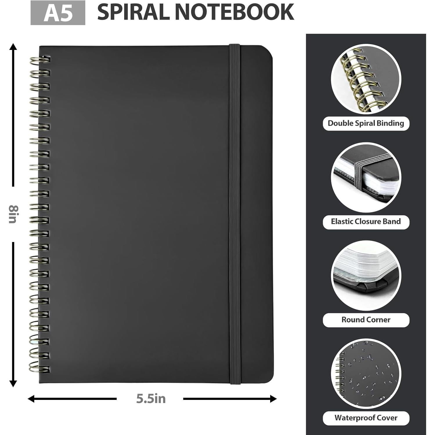 Cuaderno Espiral A5 Tapa Dura VALOME Negro 146 Páginas Rayadas