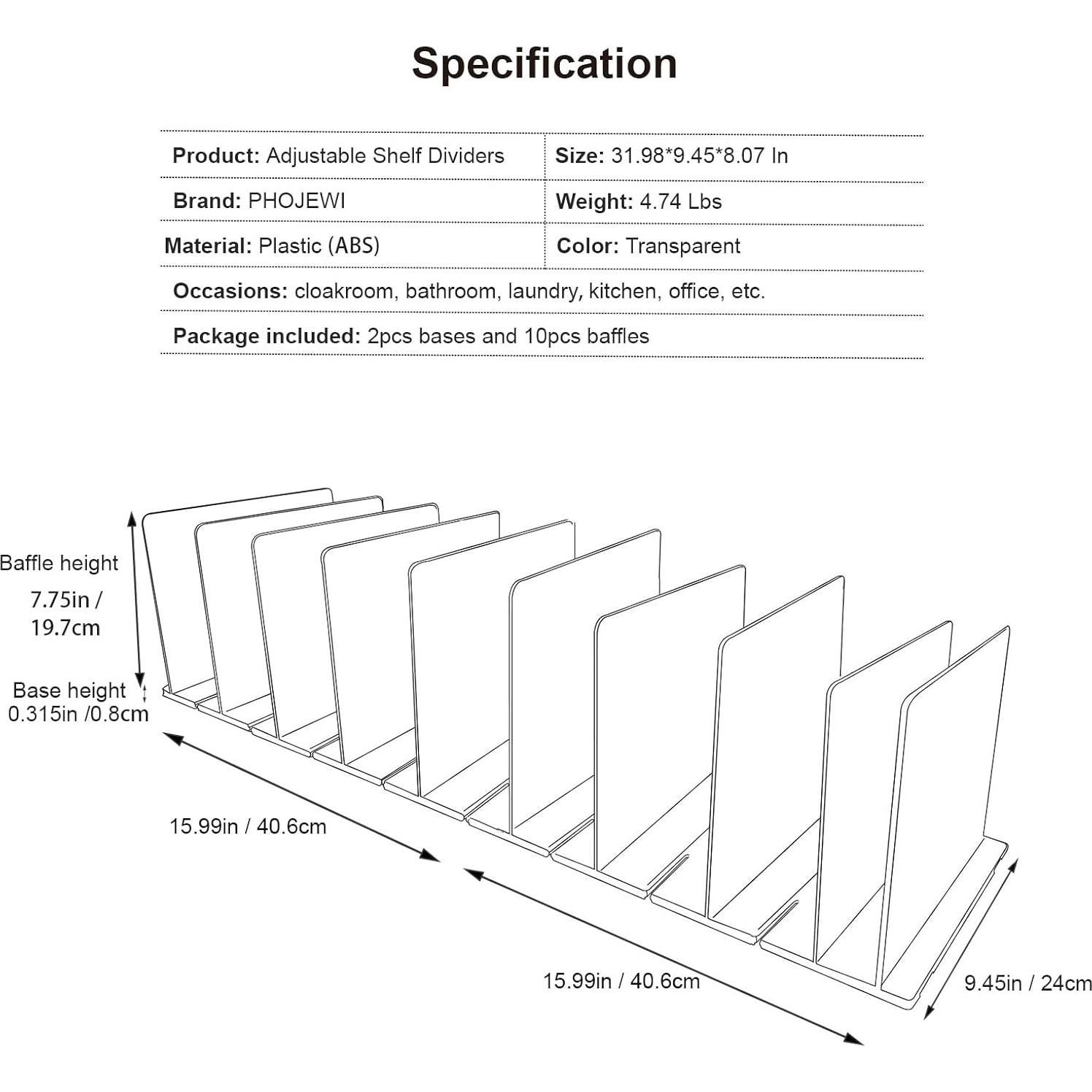 Organizador de Bolsos PHOJEWI Ajustable Transparente 81.28x24cm