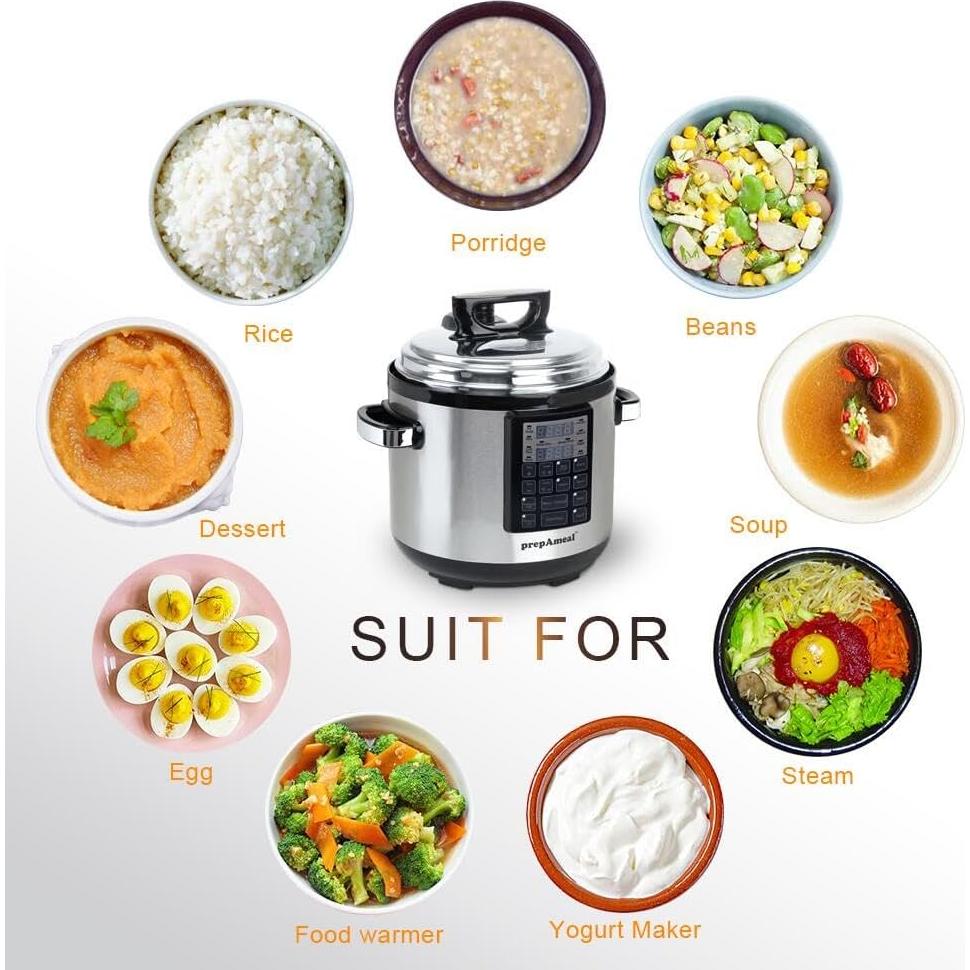 Olla a presión eléctrica prepAmeal 6QT 8 en 1 multifuncional