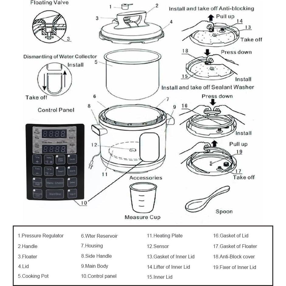 Olla a presión eléctrica prepAmeal 6QT 8 en 1 multifuncional