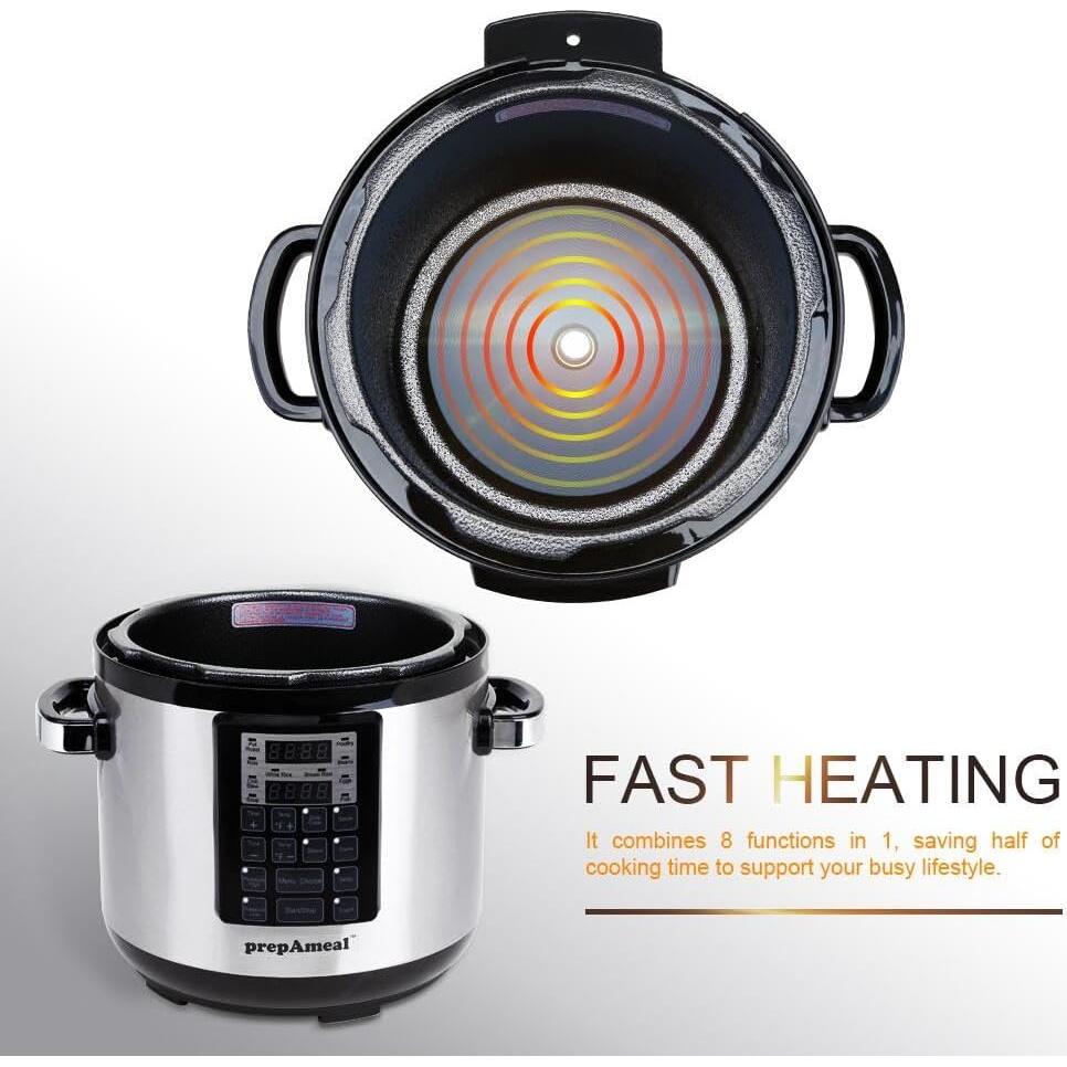 Olla a presión eléctrica prepAmeal 6QT 8 en 1 multifuncional