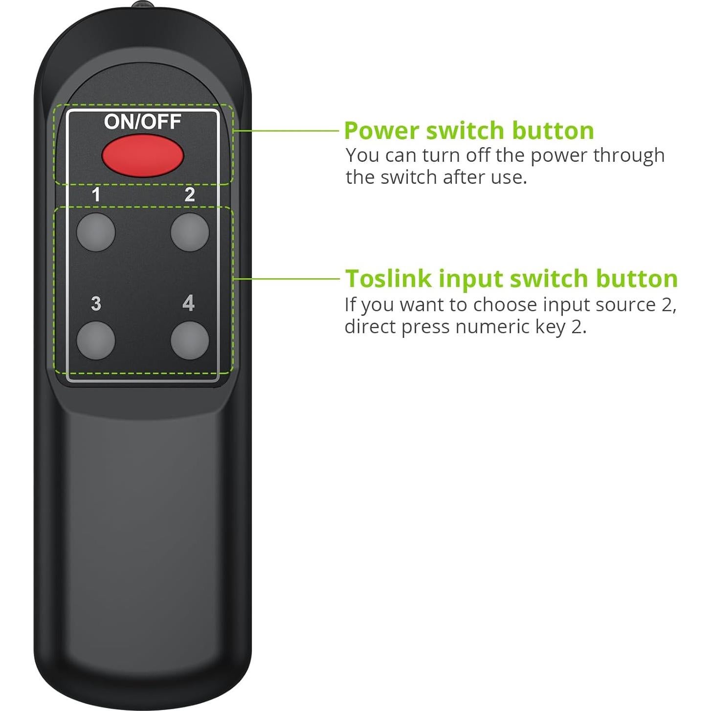 Interruptor Óptico Digital 4x1 LiNKFOR con Control Remoto