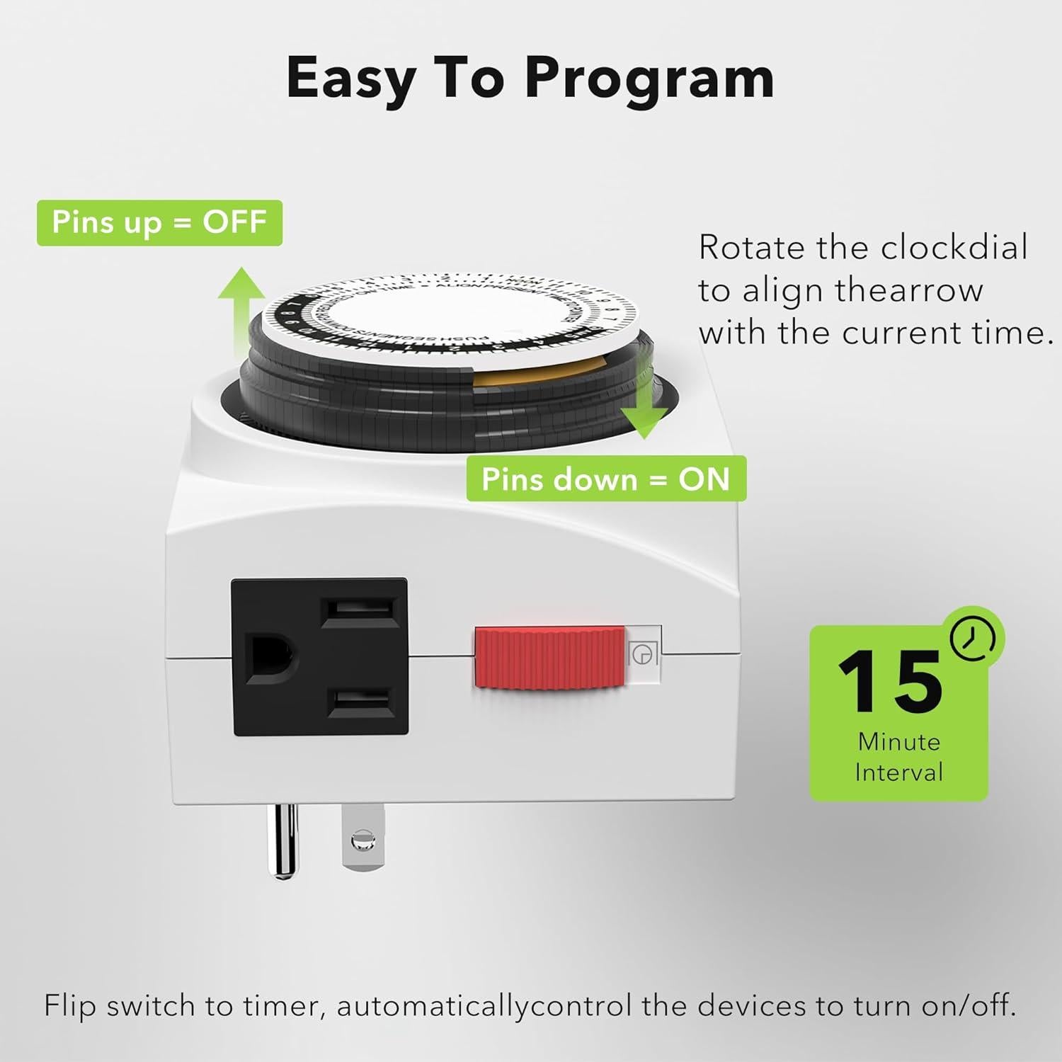 Temporizador Mecánico BN-LINK 24 Horas Doble Salida 1875W