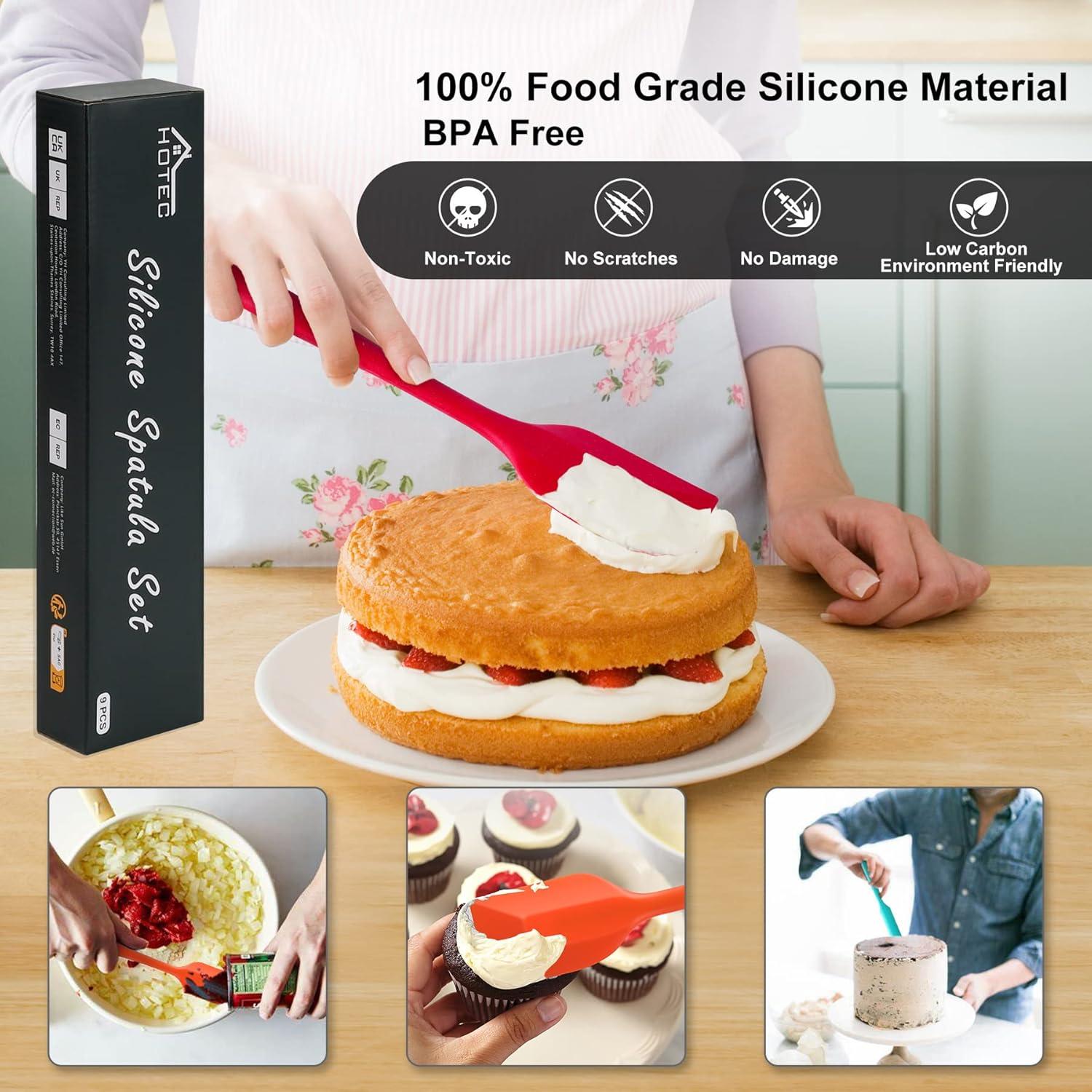 Juego de Espátulas de Silicona HOTEC 9 Piezas Antiadherentes