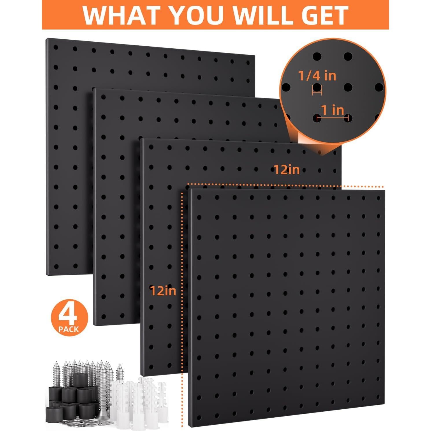 Paneles de Metal para Tablero de Clavos INCLY 4 Piezas 30.48cm