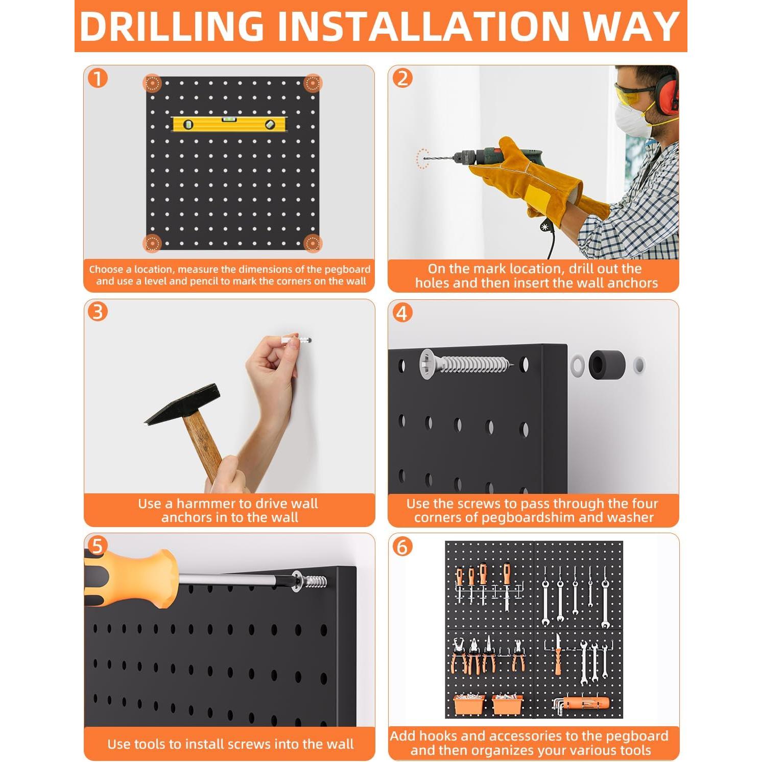 Paneles de Metal para Tablero de Clavos INCLY 4 Piezas 30.48cm