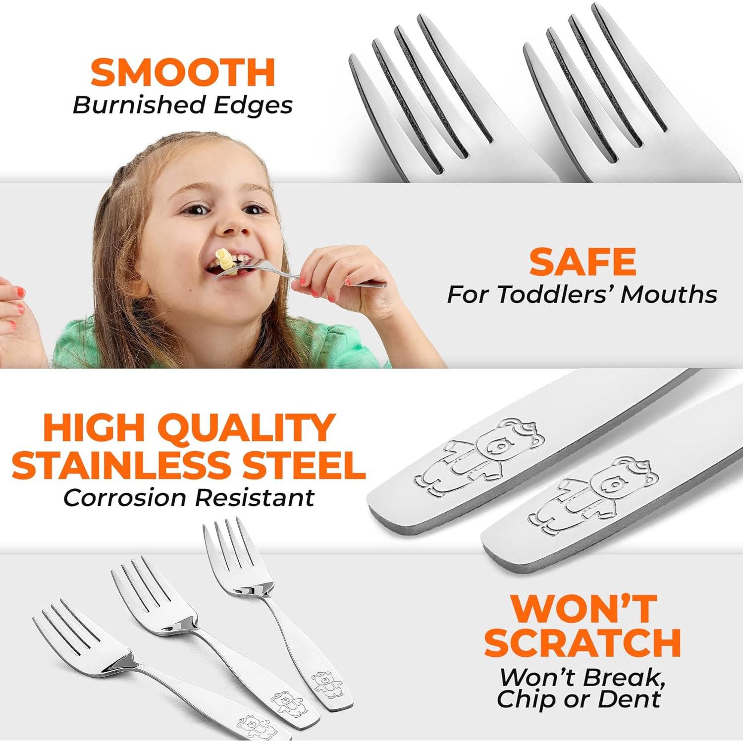 Set de Cubiertos para Niños Zulay Kitchen - 4 Tenedores de Acero Inoxidable