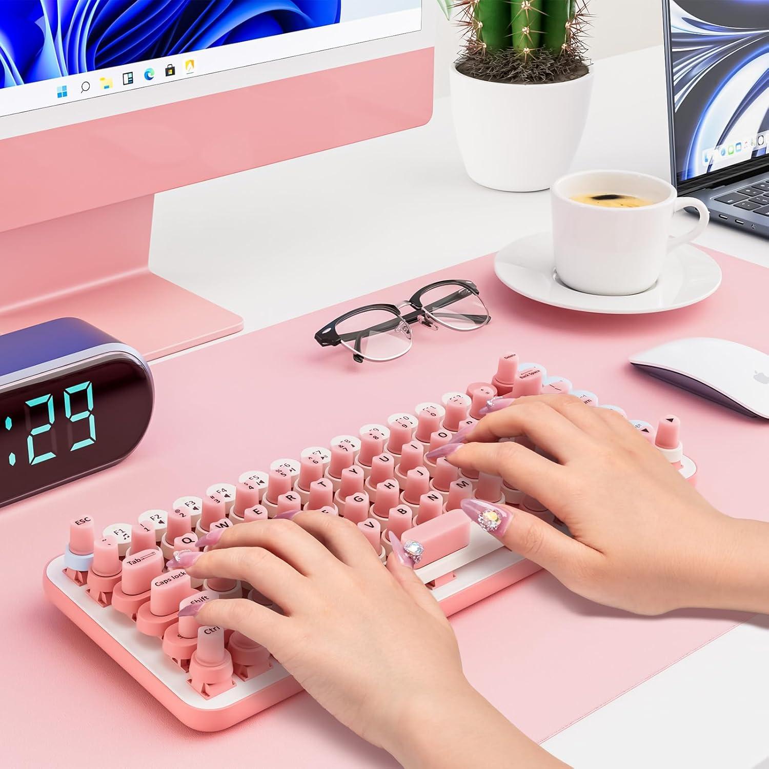 Calcomanías Elevadas para Teclado Udefineit 70PCS Rosa