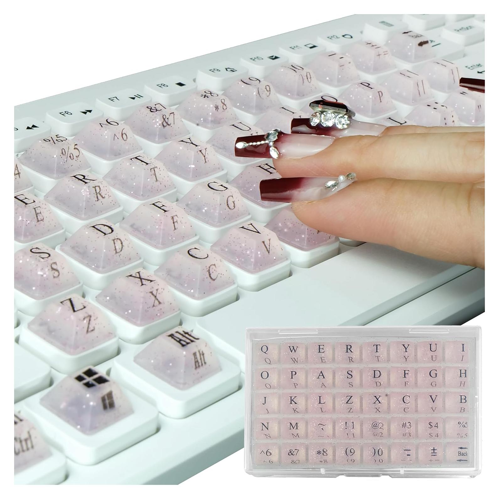 Etiquetas de Teclado Silicona Ivaso 80 Pcs Rosa Brillante