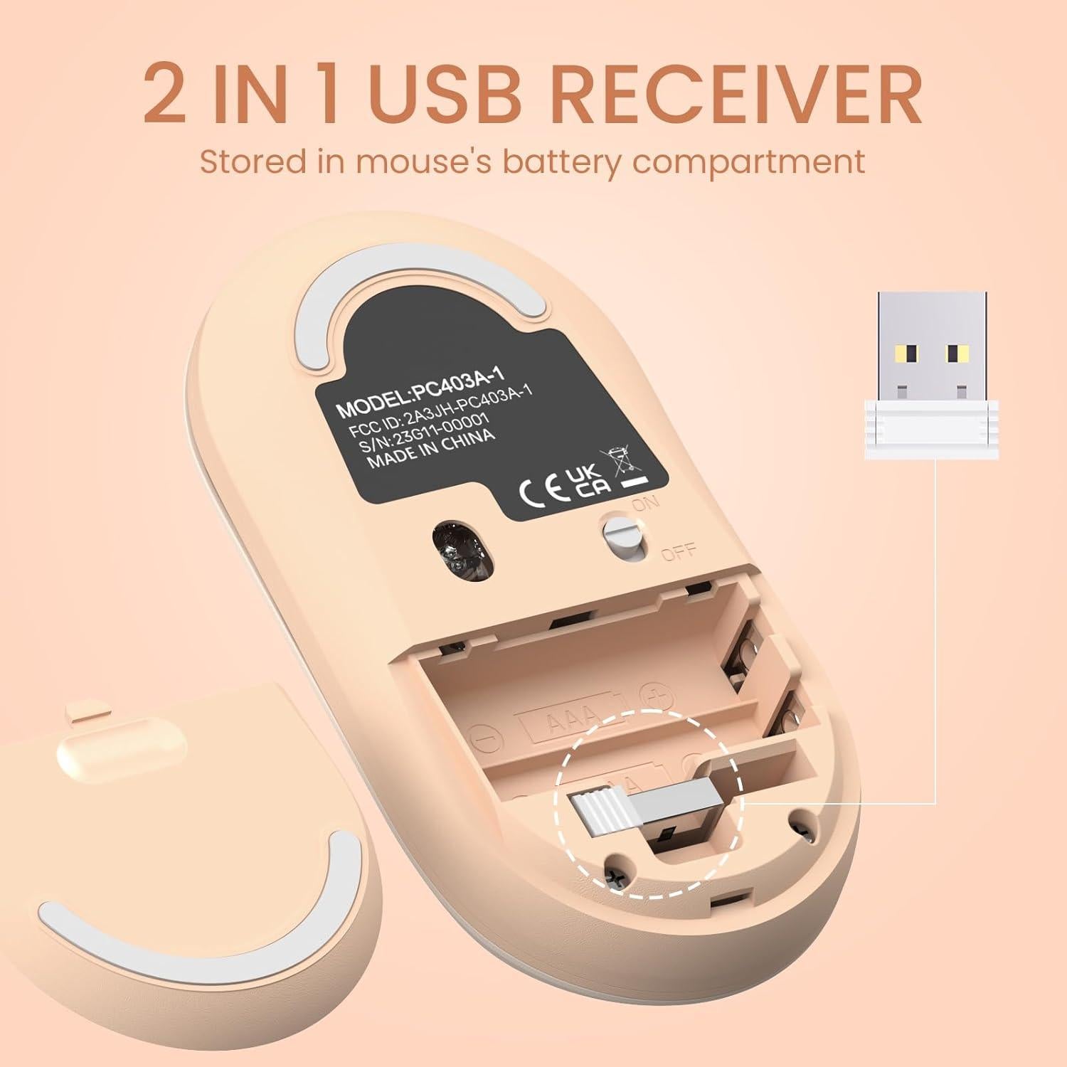 Combo Teclado y Ratón Inalámbricos LIZRROT Beige Silencioso