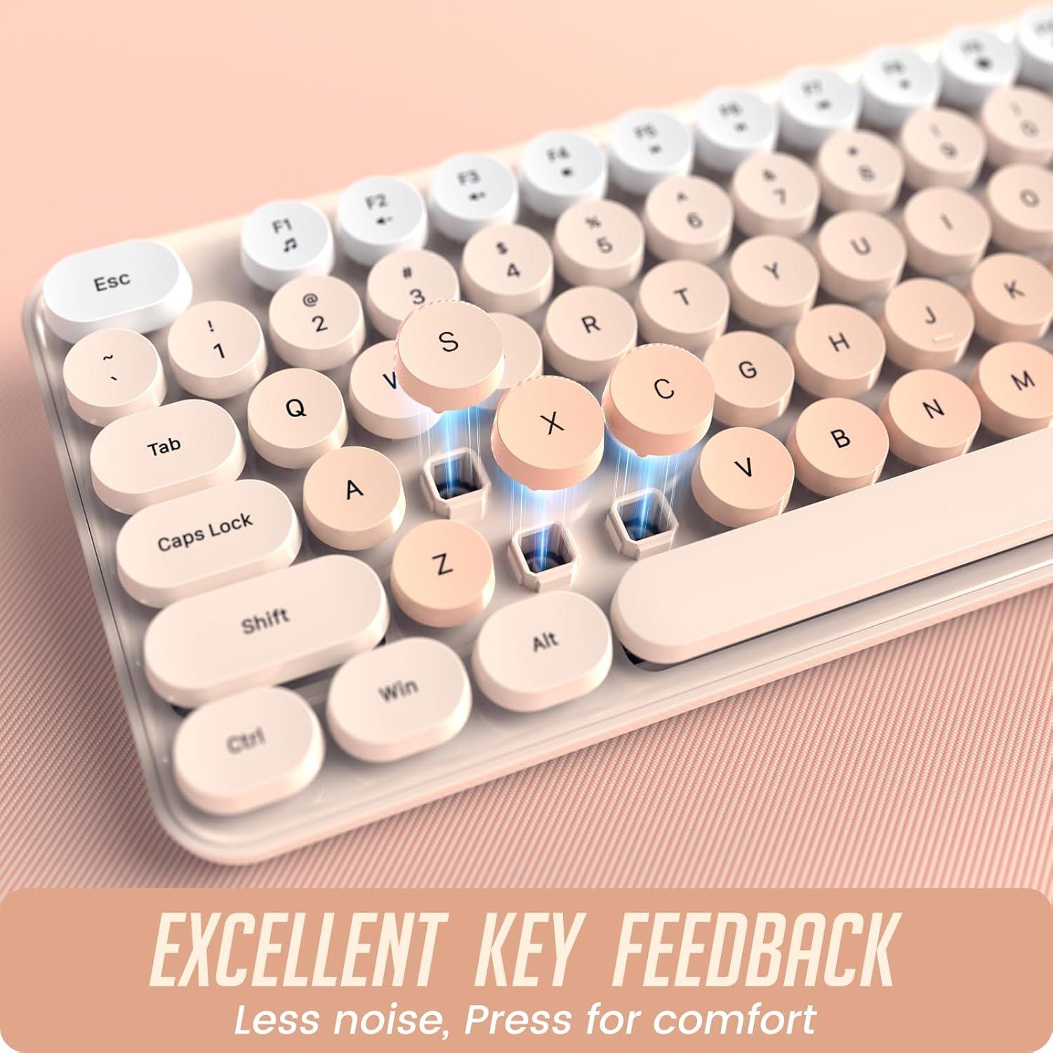 Combo Teclado y Ratón Inalámbricos LIZRROT Beige Silencioso