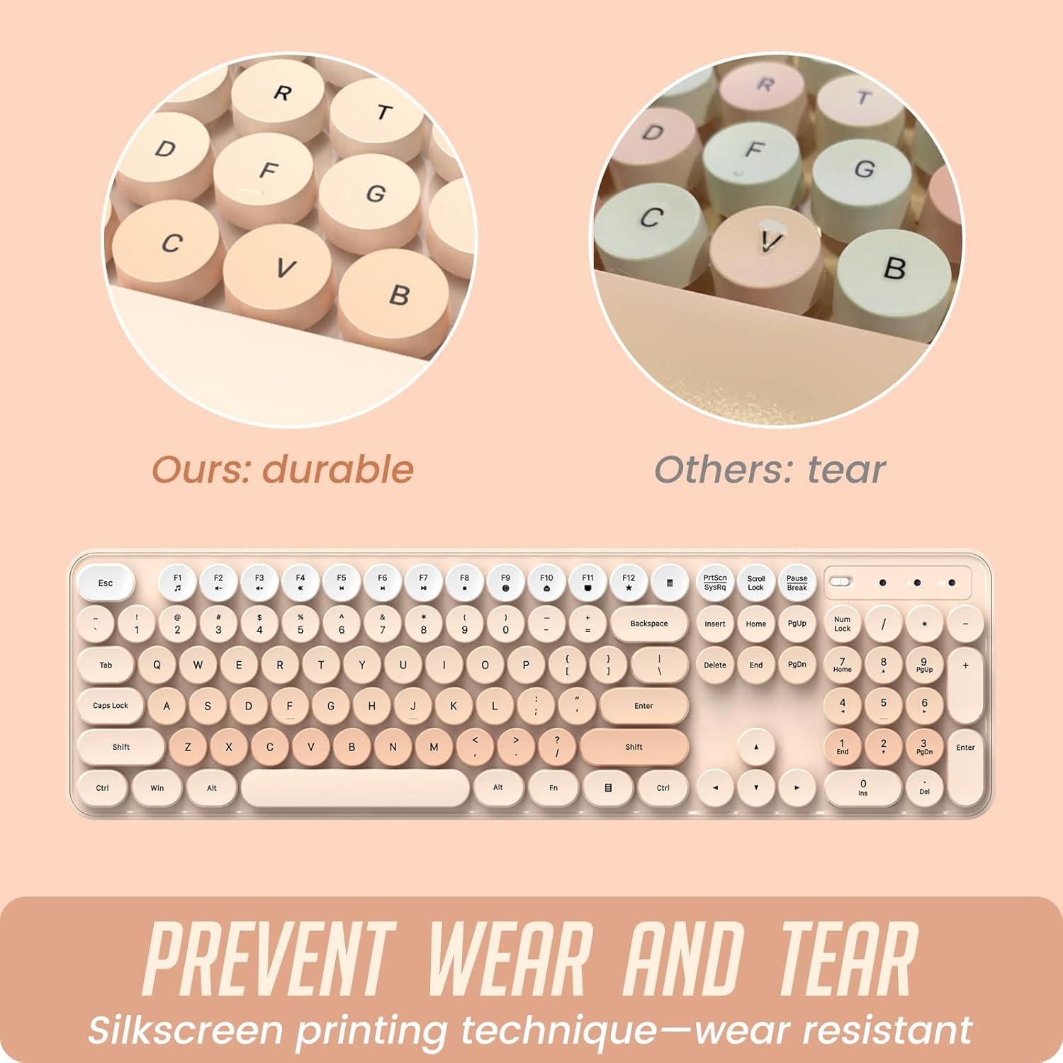 Combo Teclado y Ratón Inalámbricos LIZRROT Beige Silencioso