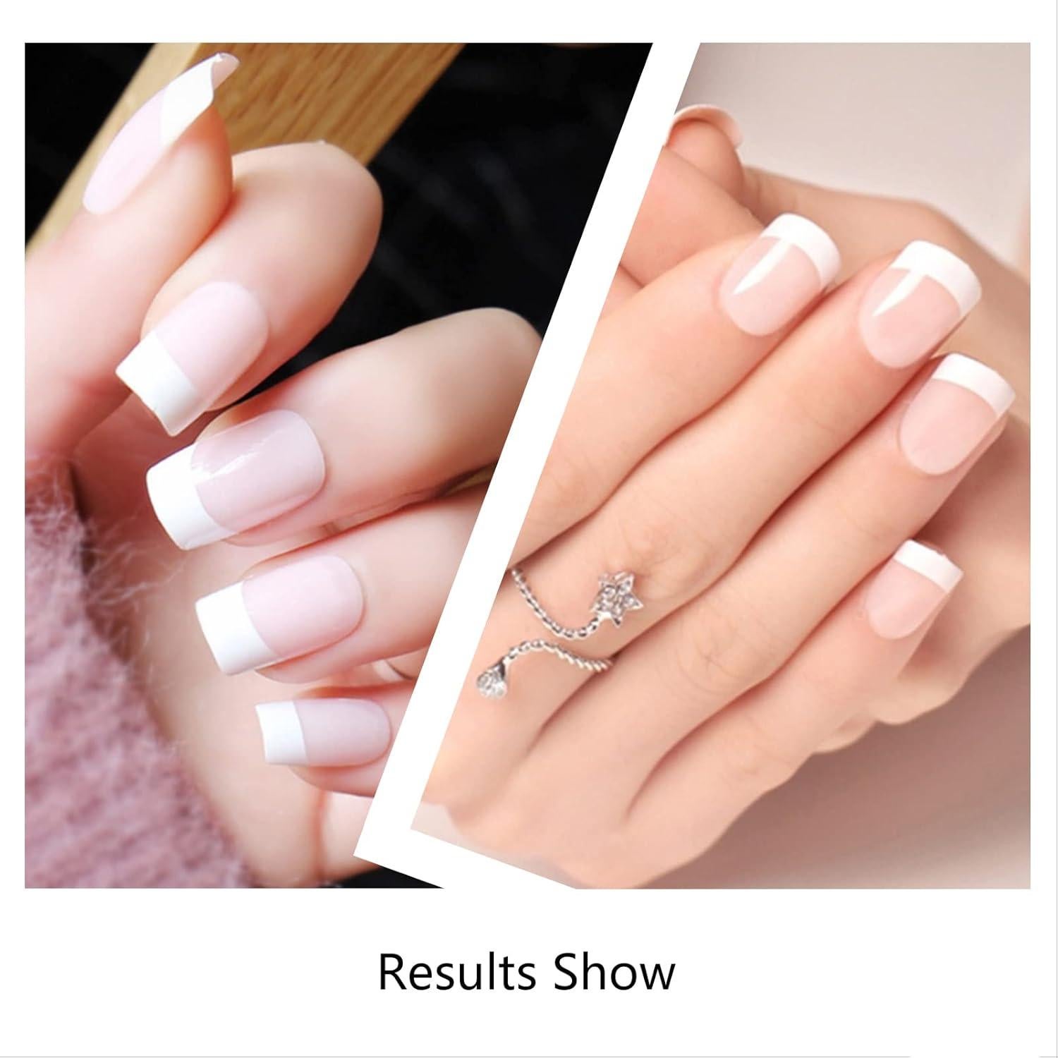 Ranrose 600PCS Uñas Postizas Cortas Francesas Blancas