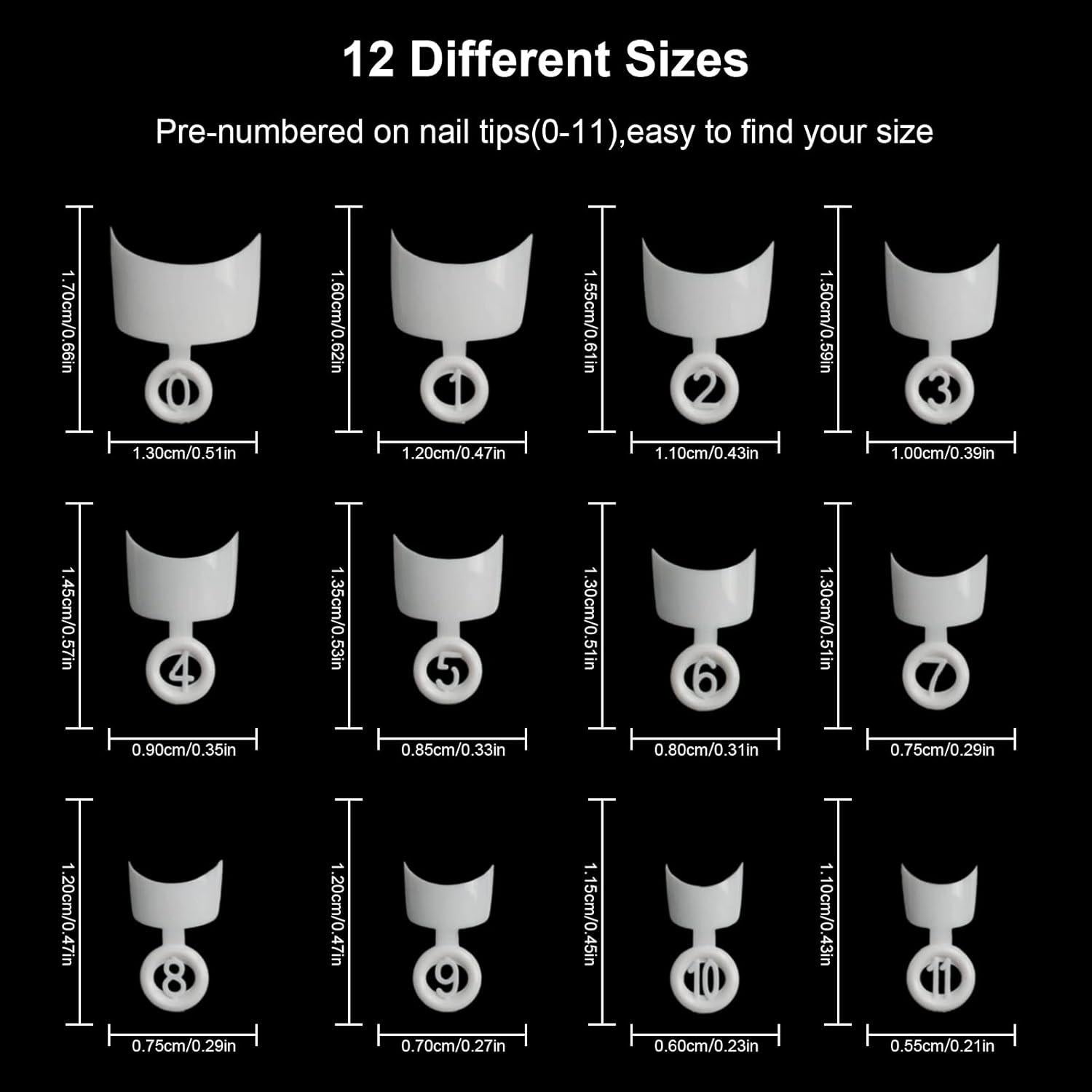 Ranrose 600PCS Uñas Postizas Cortas Francesas Blancas