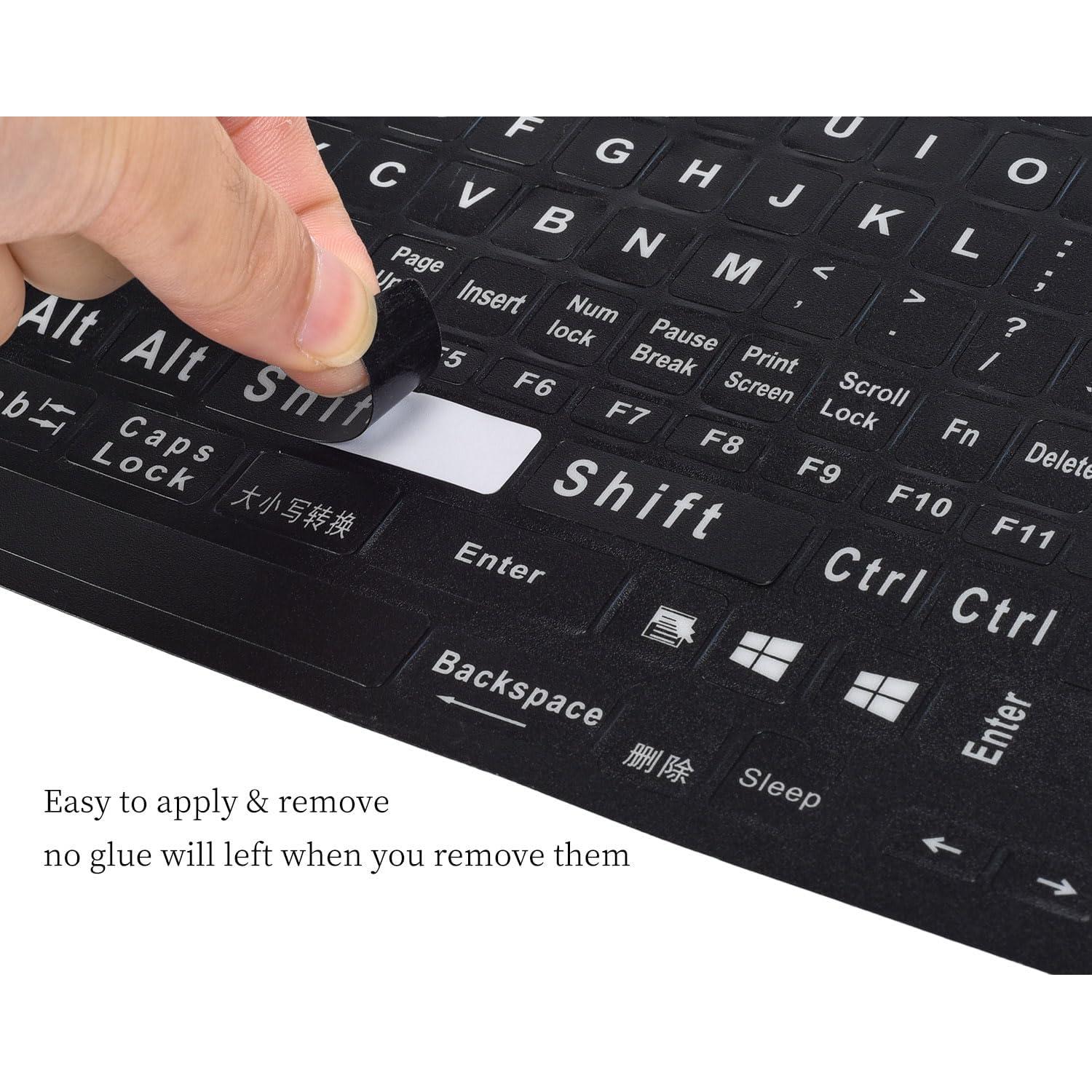 Etiquetas de Teclado en Inglés imComor - Letras Grandes Universales