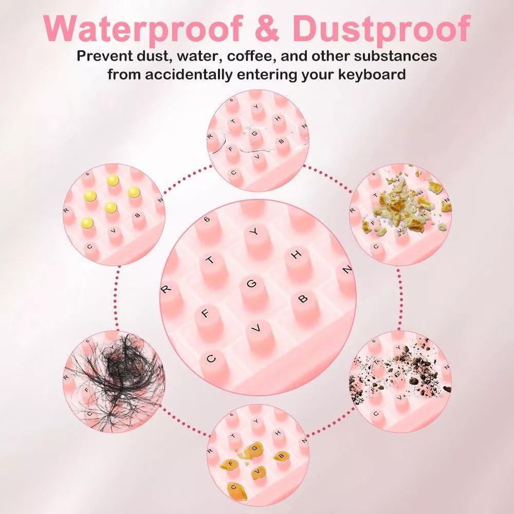 Cubierta de Teclado de Silicona KANCOKIT para Uñas Largas Rosa