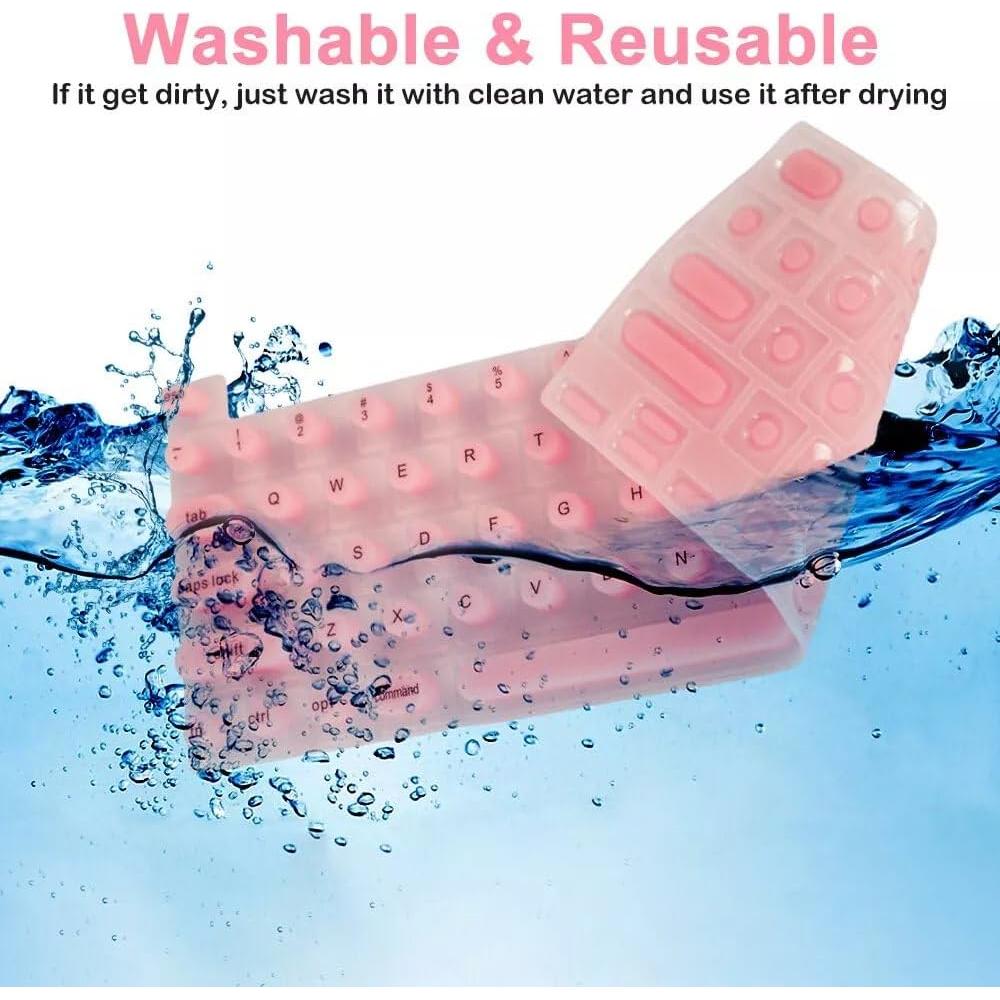 Cubierta de Teclado de Silicona KANCOKIT para Uñas Largas Rosa