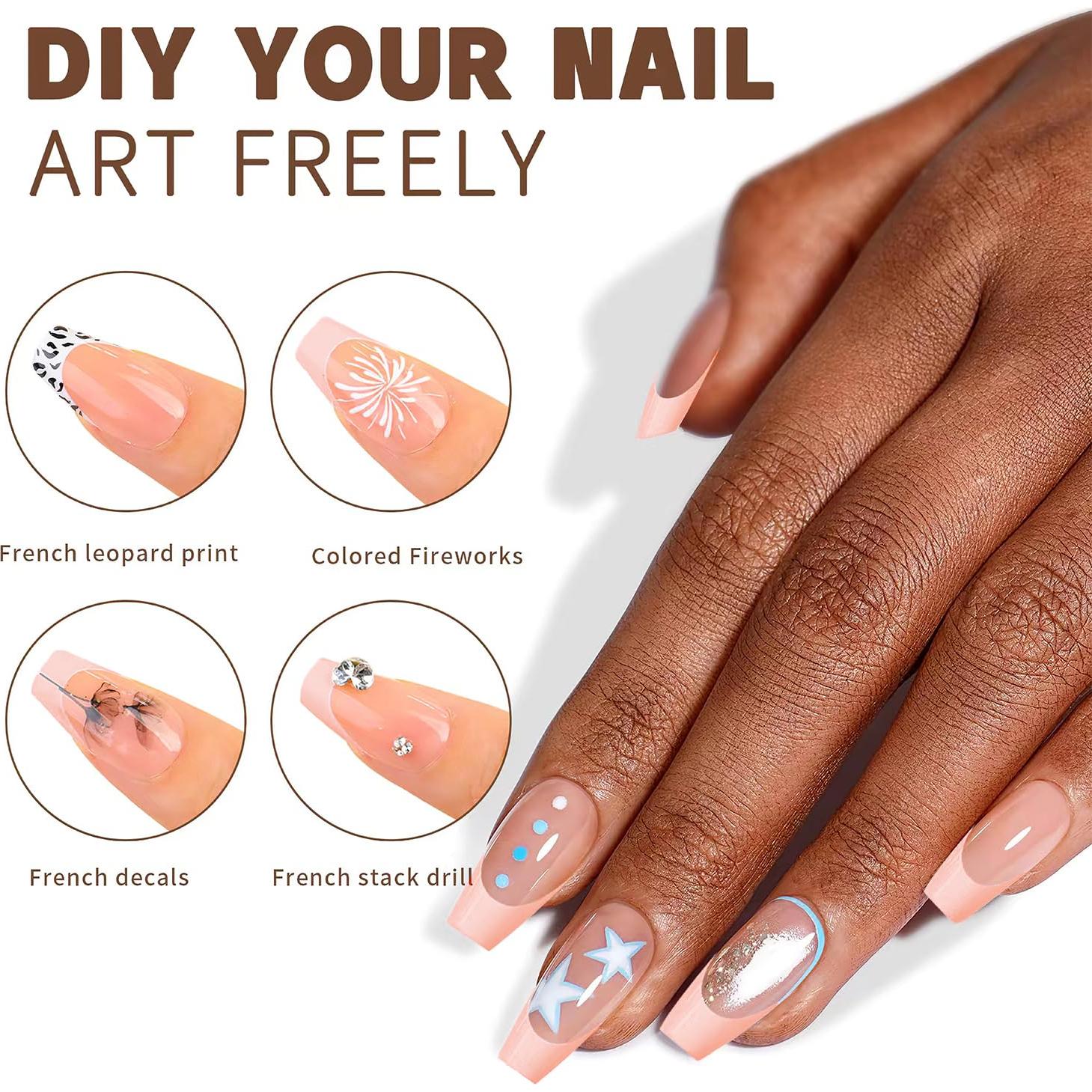 Consejos de Uñas Postizas Francesas CHANGAR 150Pcs Arcoíris