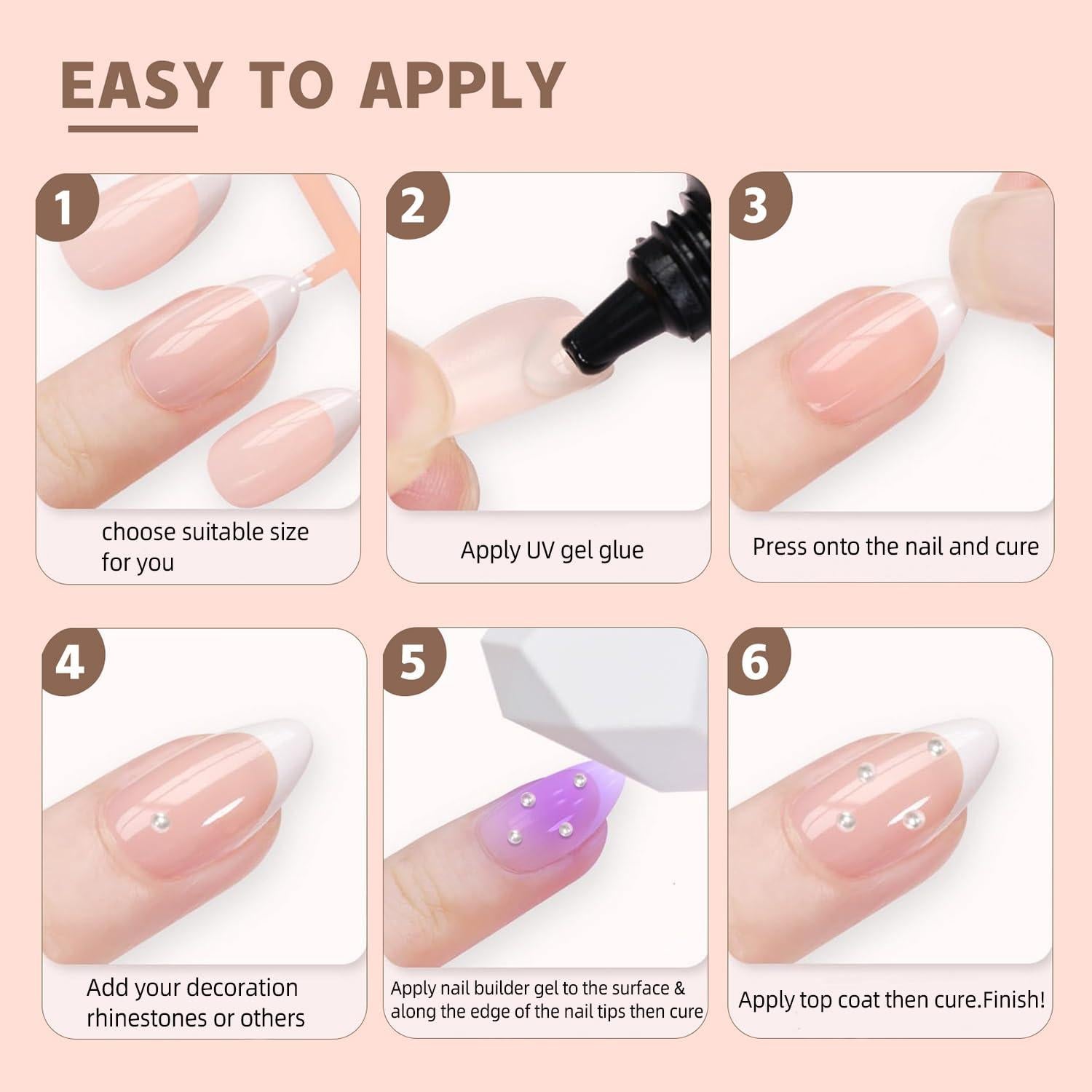 Consejos de Uñas Postizas Francesas CHANGAR 150Pcs Arcoíris