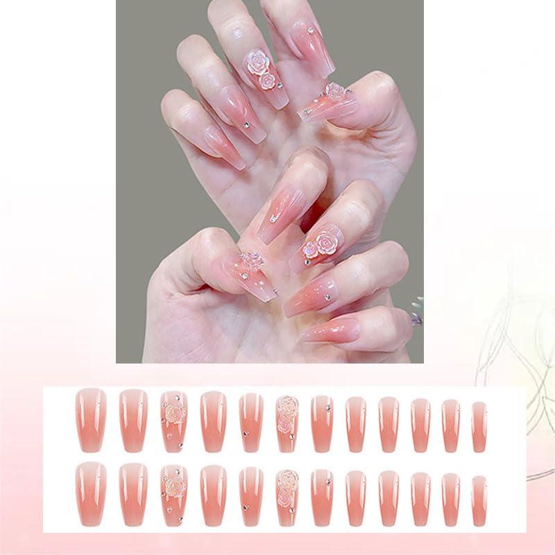 Uñas Postizas Camellia 24 Piezas Fáciles de Usar