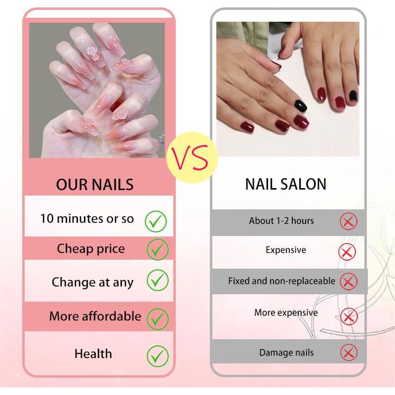 Uñas Postizas Camellia 24 Piezas Fáciles de Usar