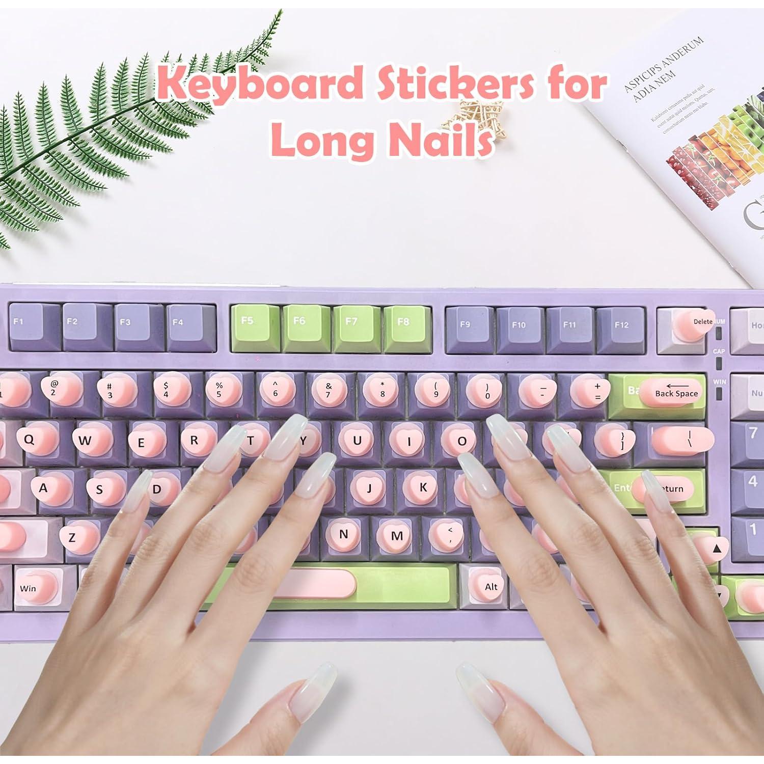 Calcomanías para Teclado Rosa Scorking 70 Pcs para Uñas Largas