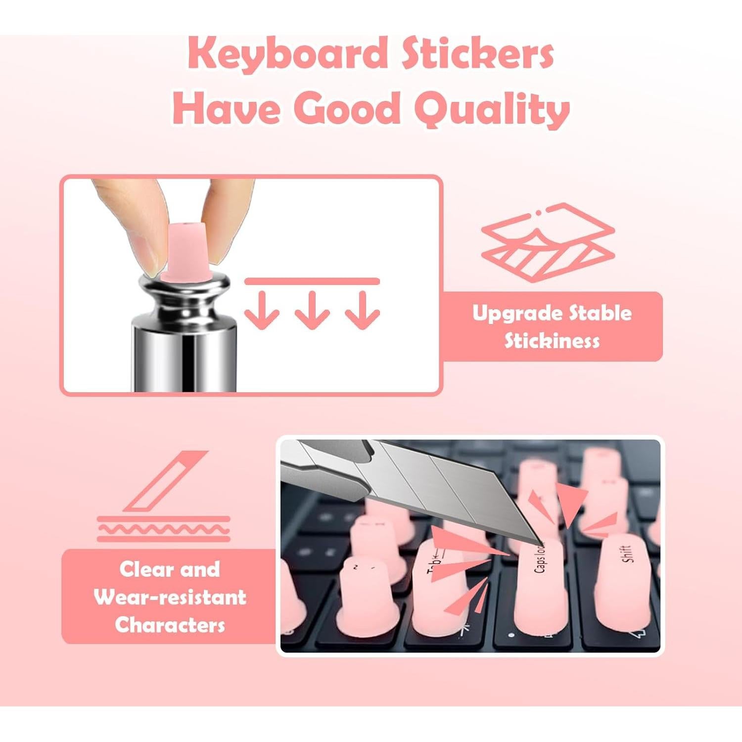 Calcomanías para Teclado Rosa Scorking 70 Pcs para Uñas Largas