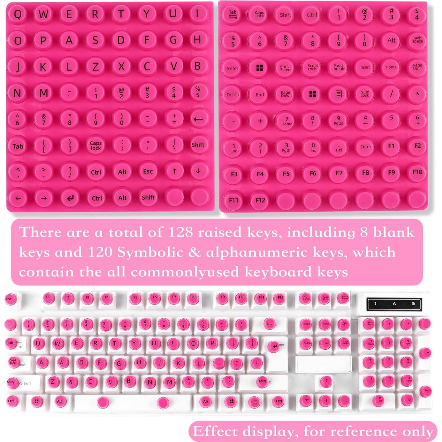 Etiquetas de Teclado Autoadhesivas UniEasy para Uñas Largas - 128 Pcs Rosa