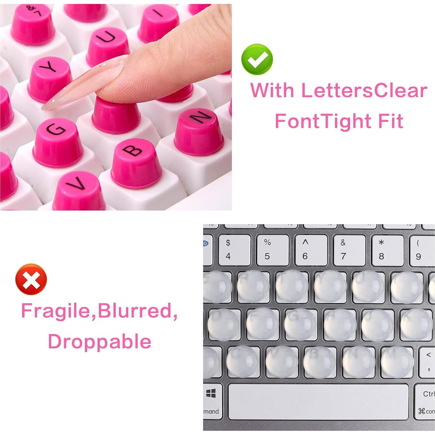 Etiquetas de Teclado Autoadhesivas UniEasy para Uñas Largas - 128 Pcs Rosa