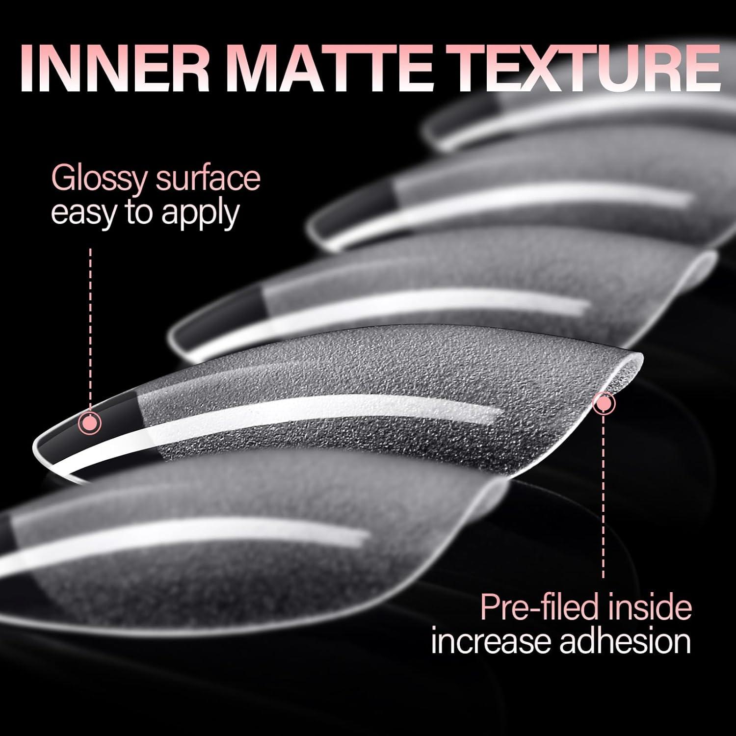 Tips de Uñas Falsas AILLSA Almendra Cortas 504pcs con Caja